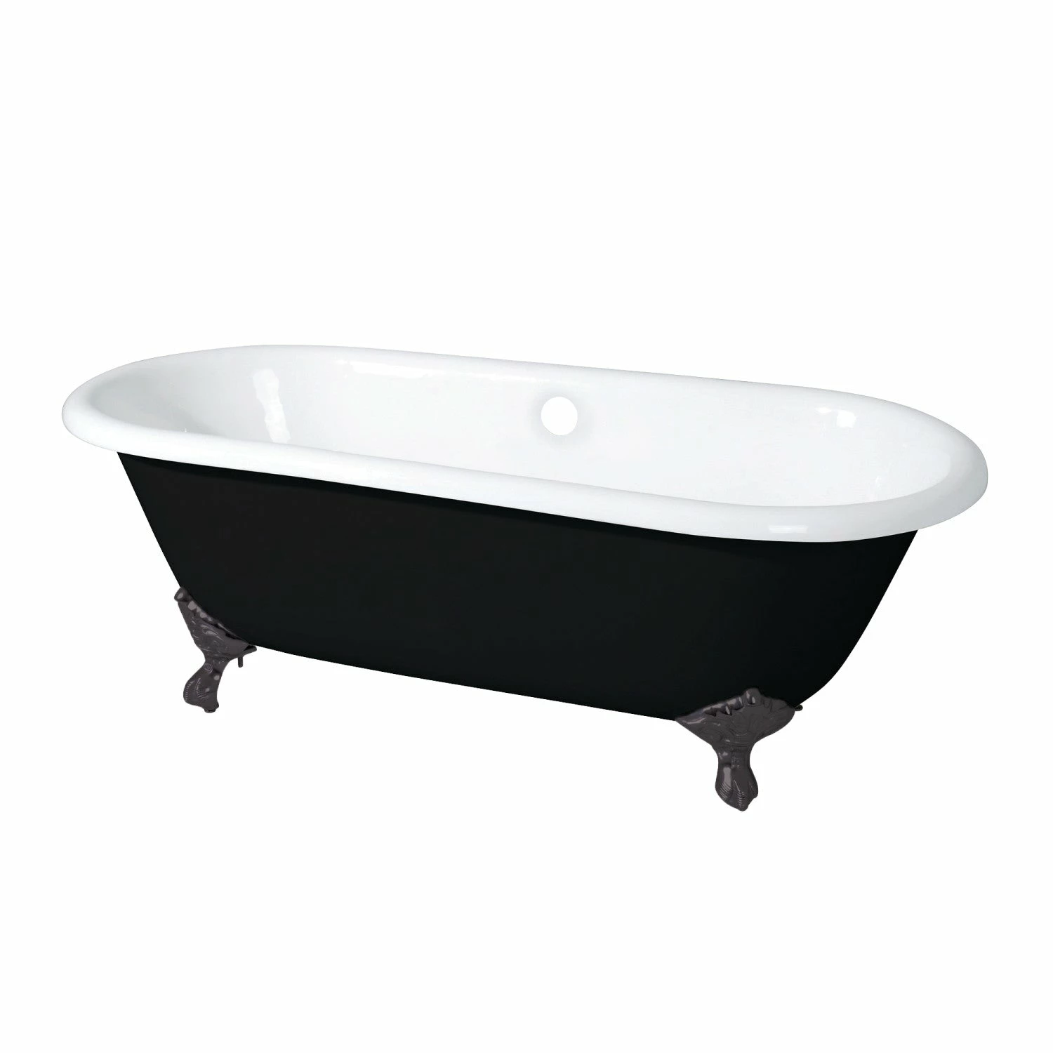 Aqua Eden VBTND663013NB5 66-Inch Cast Iron Double Ended Clawfoot Tub (No Faucet Drillings), Black/White/Oil Rubbed Bronze - Image 6