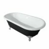 Aqua Eden VBTND663013NB8 66-Inch Cast Iron Double Ended Clawfoot Tub (No Faucet Drillings), Black/White/Brushed Nickel