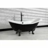 Aqua Eden VBTND7231NC0 72-Inch Cast Iron Double Slipper Clawfoot Tub (No Faucet Drillings), White/Matte Black