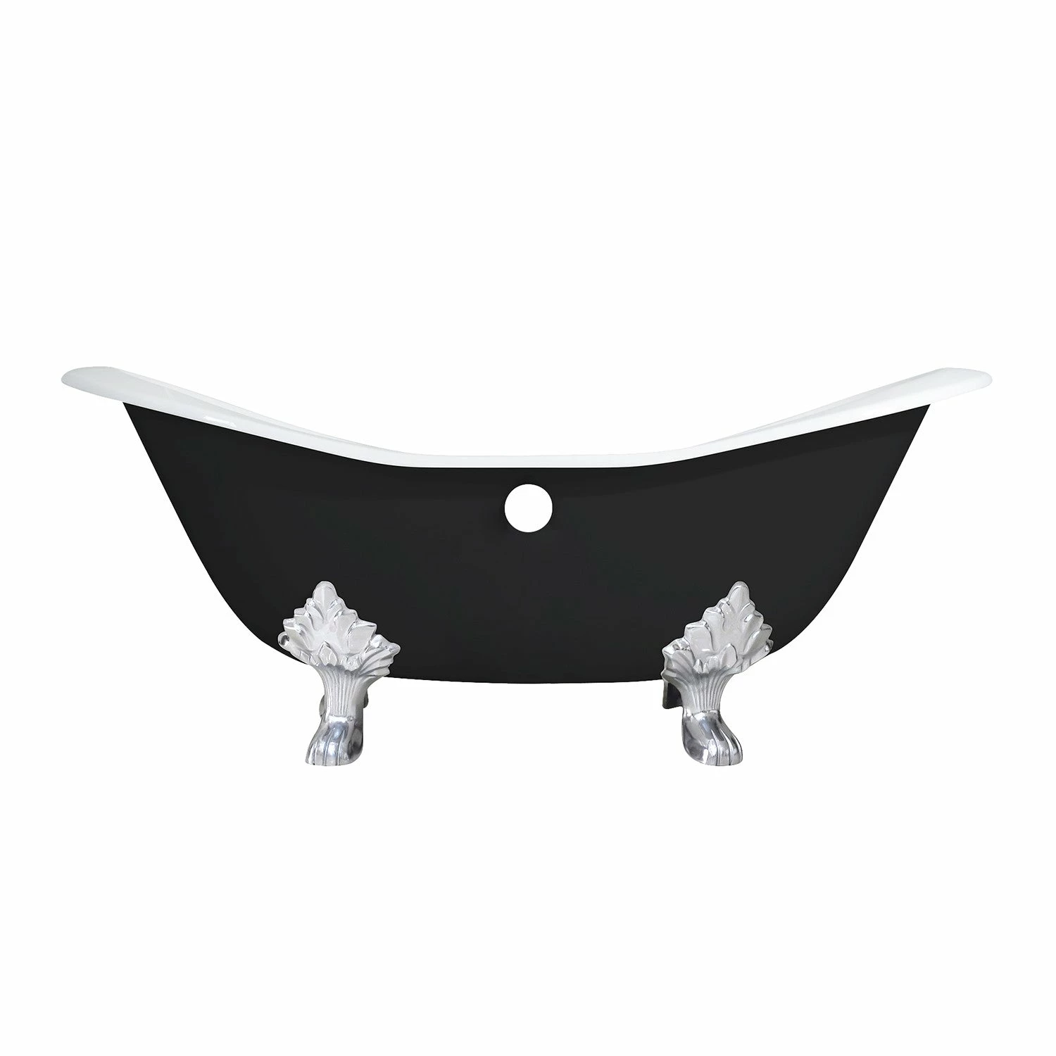 Aqua Eden VBTND7231NC1 72-Inch Cast Iron Double Slipper Clawfoot Tub (No Faucet Drillings), Black/White/Polished Chrome - Image 9