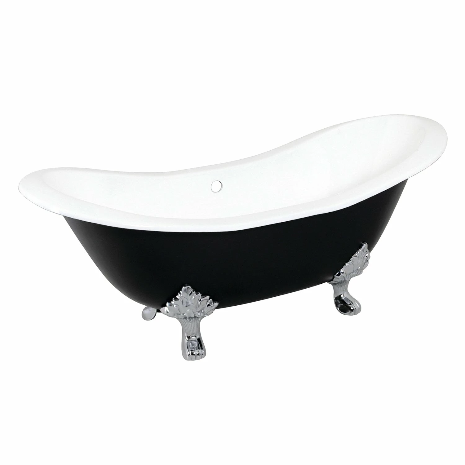 Aqua Eden VBTND7231NC1 72-Inch Cast Iron Double Slipper Clawfoot Tub (No Faucet Drillings), Black/White/Polished Chrome - Image 6