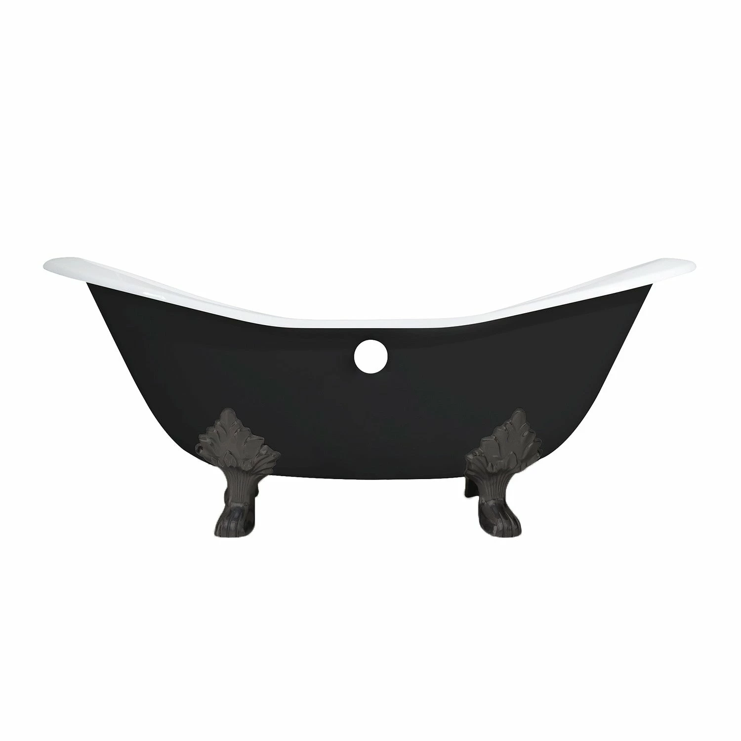 Aqua Eden VBTND7231NC5 72-Inch Cast Iron Double Slipper Clawfoot Tub (No Faucet Drillings), Black/White/Oil Rubbed Bronze - Image 8