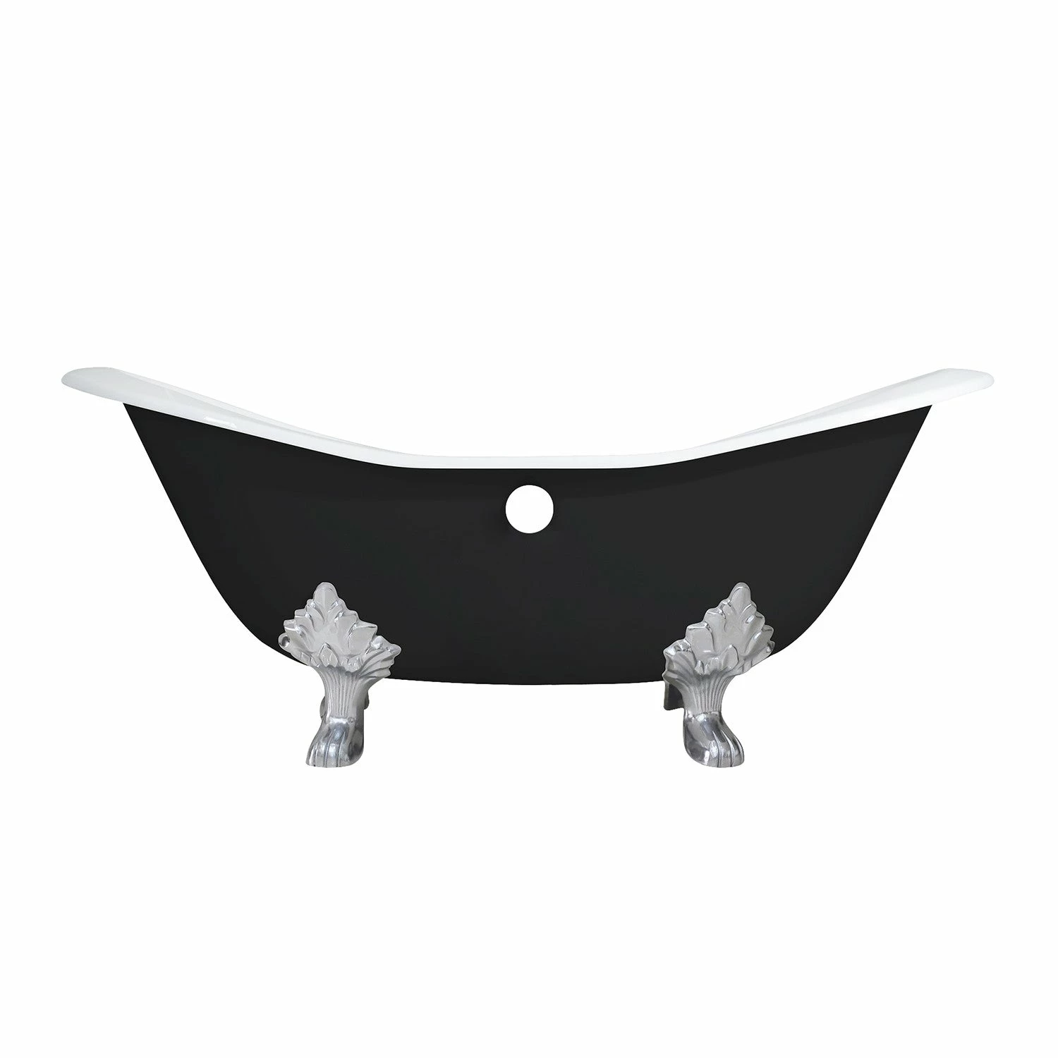 Aqua Eden VBTND7231NC8 72-Inch Cast Iron Double Slipper Clawfoot Tub (No Faucet Drillings), Black/White/Brushed Nickel - Image 9