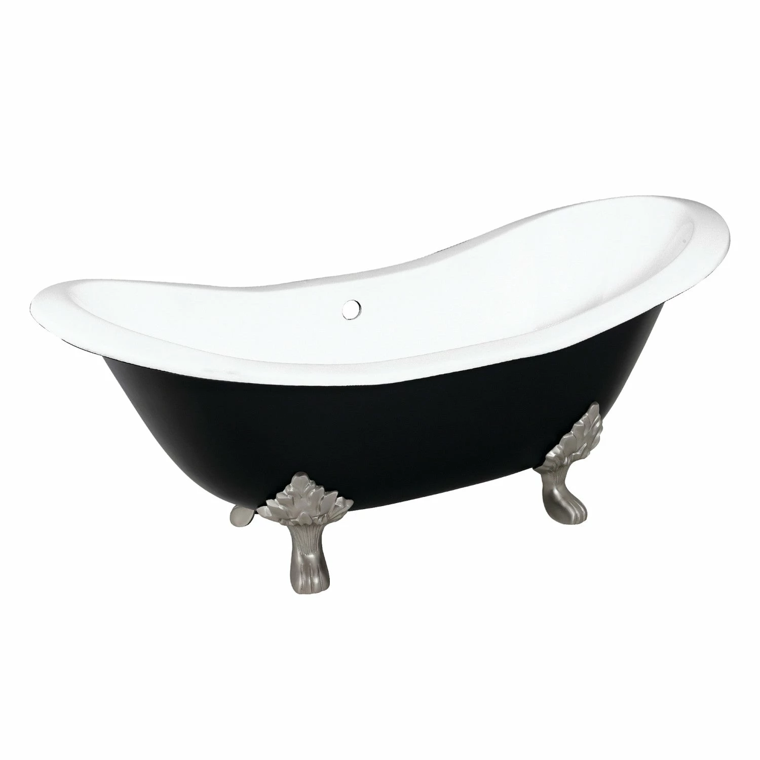 Aqua Eden VBTND7231NC8 72-Inch Cast Iron Double Slipper Clawfoot Tub (No Faucet Drillings), Black/White/Brushed Nickel - Image 6