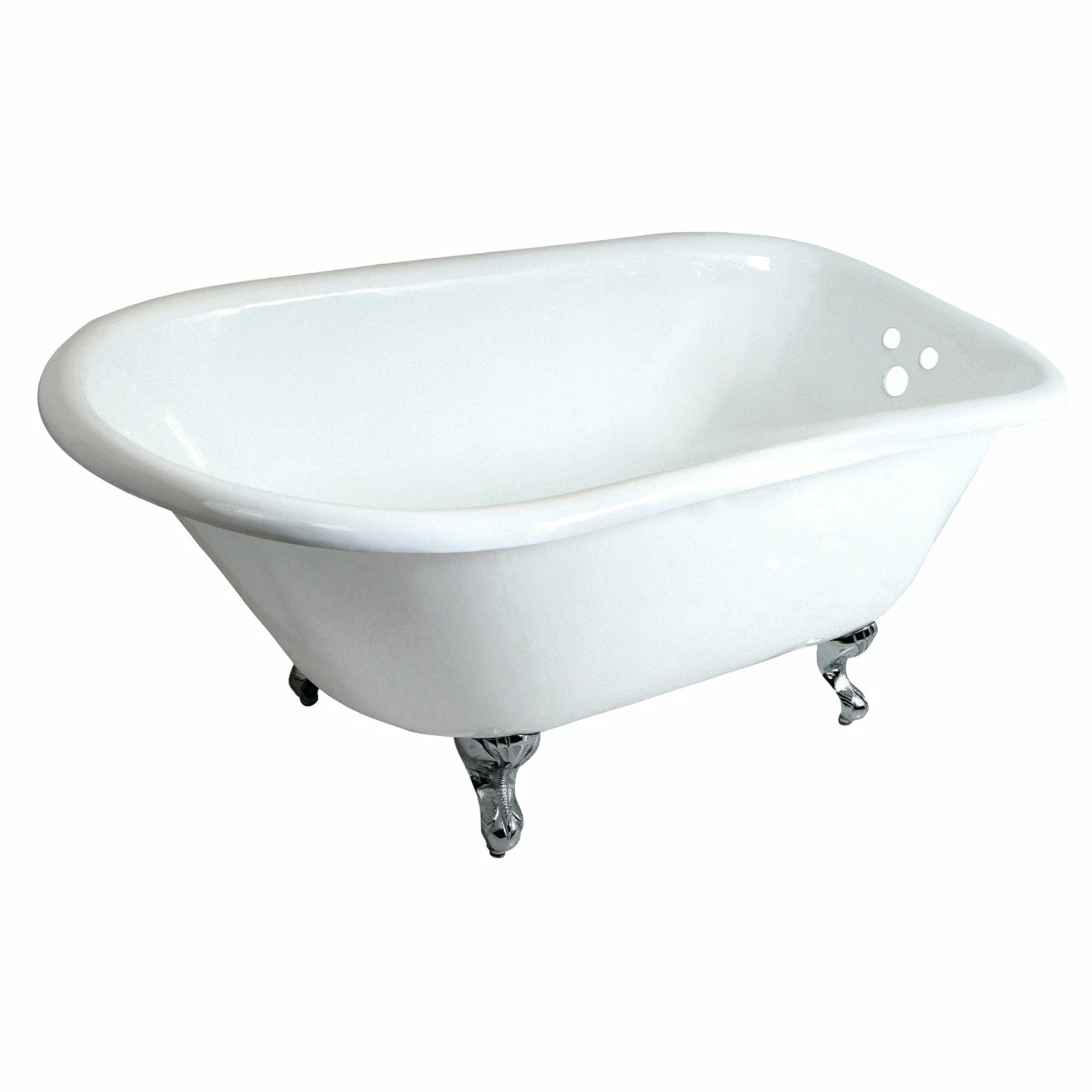 Aqua Eden VCT3D483018NT1 48-Inch Cast Iron Roll Top Clawfoot Tub With 3-3/8 Inch Wall Drillings, White/Polished Chrome - Image 8
