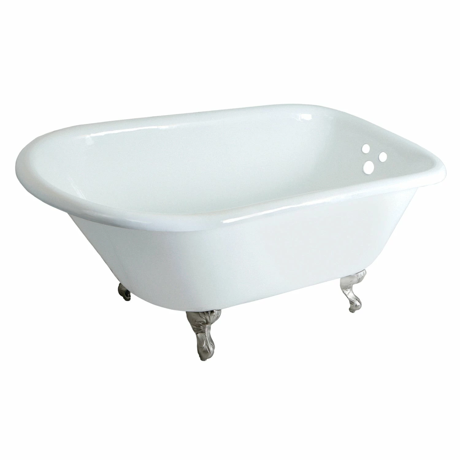 Aqua Eden VCT3D483018NT8 48-Inch Cast Iron Roll Top Clawfoot Tub With 3-3/8 Inch Wall Drillings, White/Brushed Nickel - Image 8