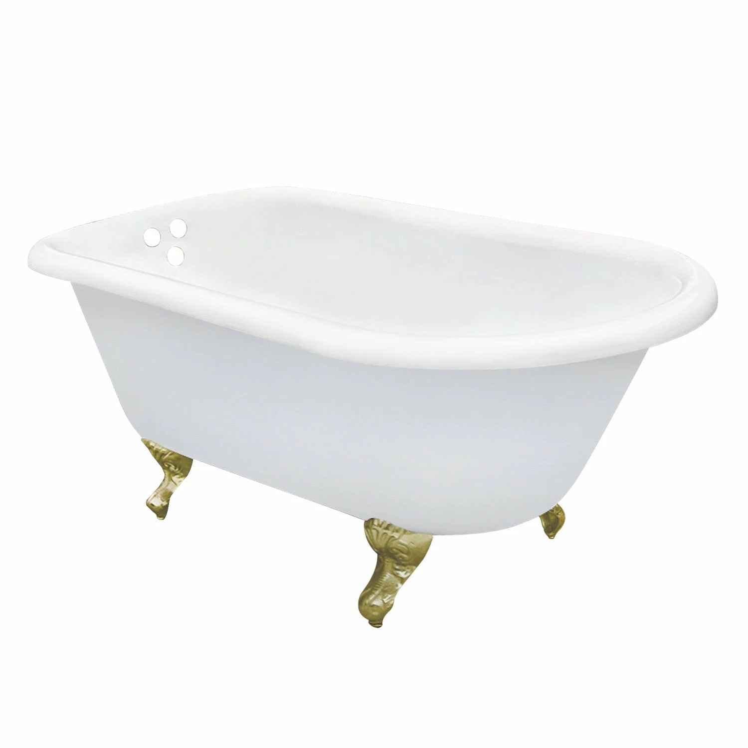 Aqua Eden VCT3D543019NT7 54-Inch Cast Iron Roll Top Clawfoot Tub With 3-3/8 Inch Wall Drillings, White/Brushed Brass