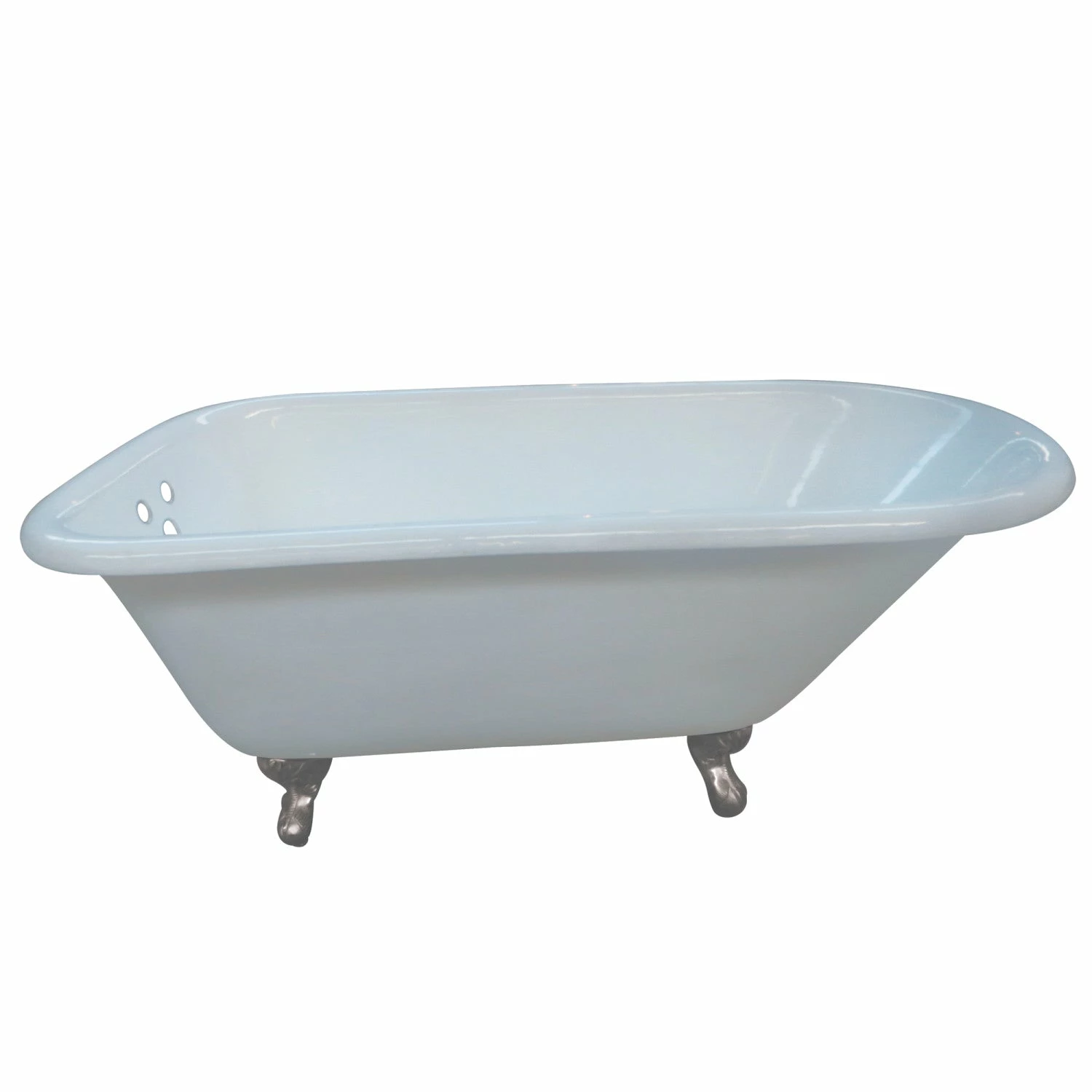 Aqua Eden VCT3D543019NT8 54-Inch Cast Iron Roll Top Clawfoot Tub With 3-3/8 Inch Wall Drillings, White/Brushed Nickel - Image 8