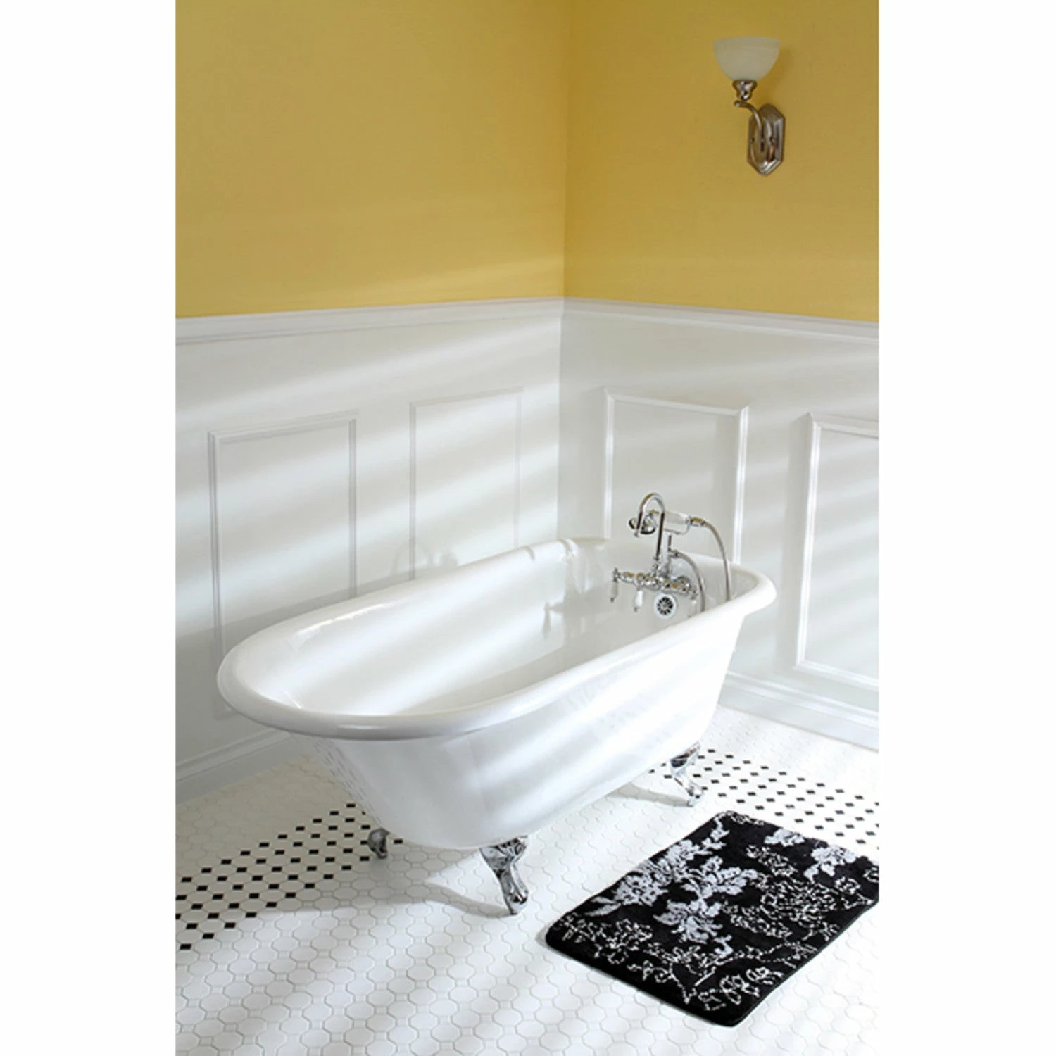 Aqua Eden VCT3D603019NT1 60-Inch Cast Iron Roll Top Clawfoot Tub With 3-3/8 Inch Wall Drillings, White/Polished Chrome - Image 3