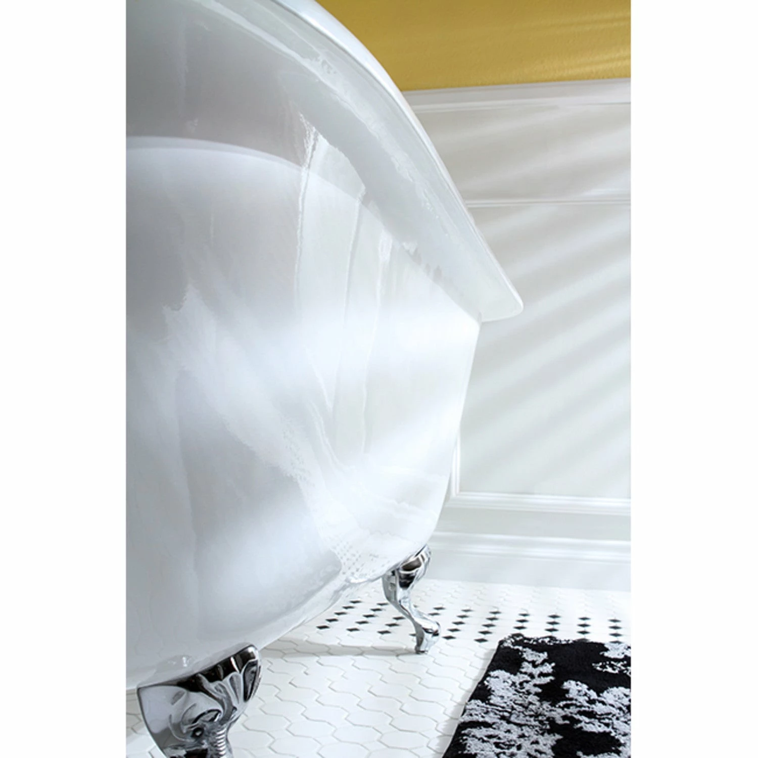 Aqua Eden VCT3D603019NT1 60-Inch Cast Iron Roll Top Clawfoot Tub With 3-3/8 Inch Wall Drillings, White/Polished Chrome - Image 6