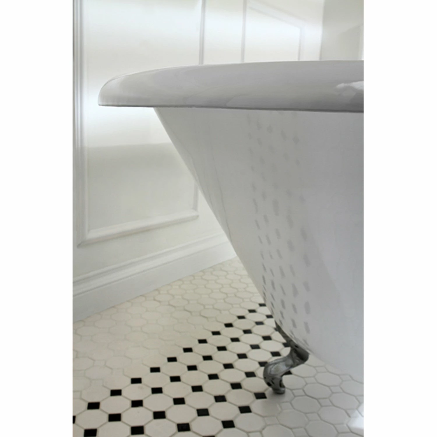 Aqua Eden VCT3D603019NT1 60-Inch Cast Iron Roll Top Clawfoot Tub With 3-3/8 Inch Wall Drillings, White/Polished Chrome - Image 7