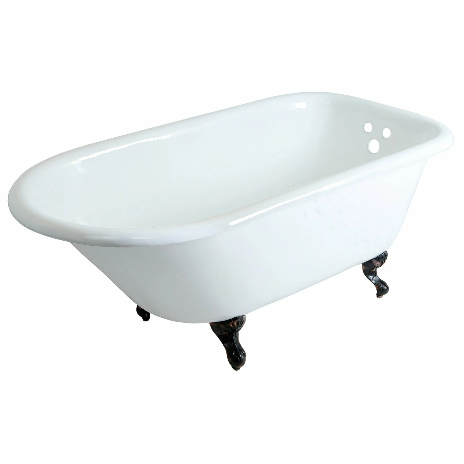Aqua Eden VCT3D603019NT5 60-Inch Cast Iron Roll Top Clawfoot Tub With 3-3/8 Inch Wall Drillings, White/Oil Rubbed Bronze - Image 5