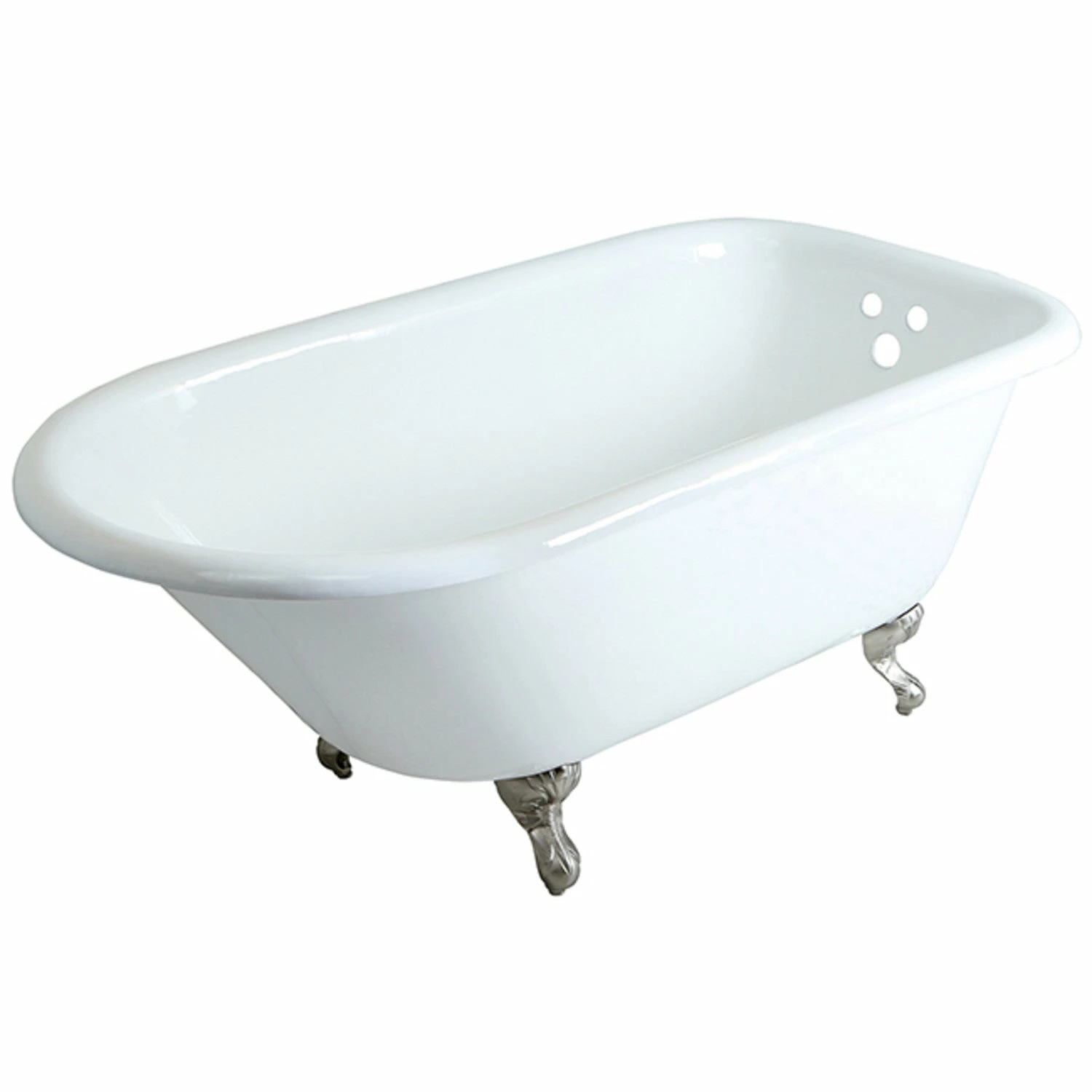 Aqua Eden VCT3D603019NT8 60-Inch Cast Iron Roll Top Clawfoot Tub With 3-3/8 Inch Wall Drillings, White/Brushed Nickel - Image 9