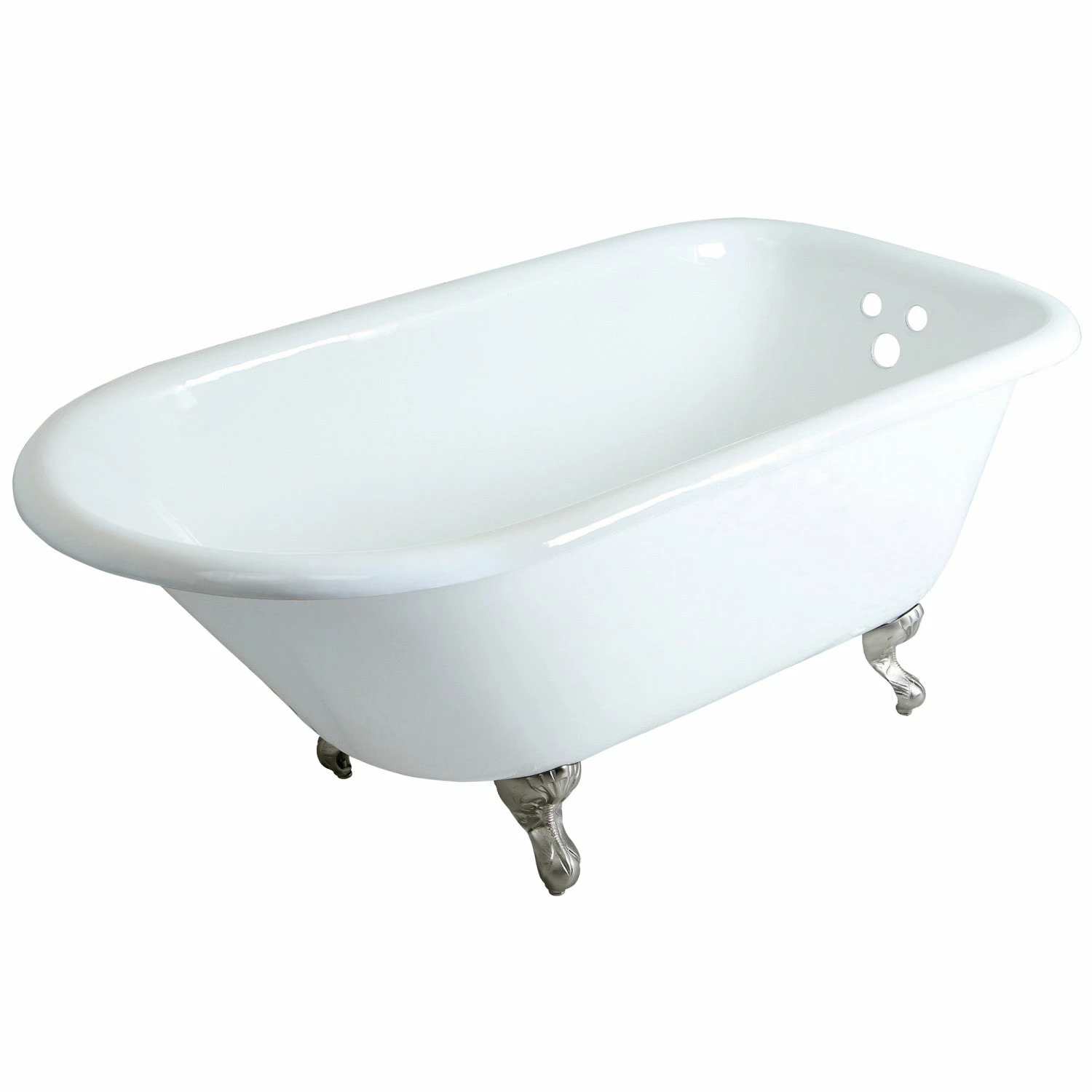 Aqua Eden VCT3D603019NT8 60-Inch Cast Iron Roll Top Clawfoot Tub With 3-3/8 Inch Wall Drillings, White/Brushed Nickel - Image 8
