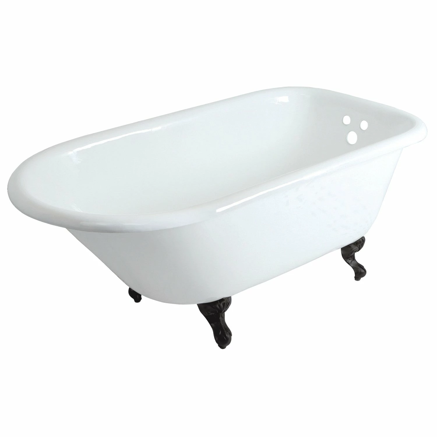 Aqua Eden VCT3D663019NT0 66-Inch Cast Iron Roll Top Clawfoot Tub With 3-3/8 Inch Wall Drillings, White/Matte Black - Image 3