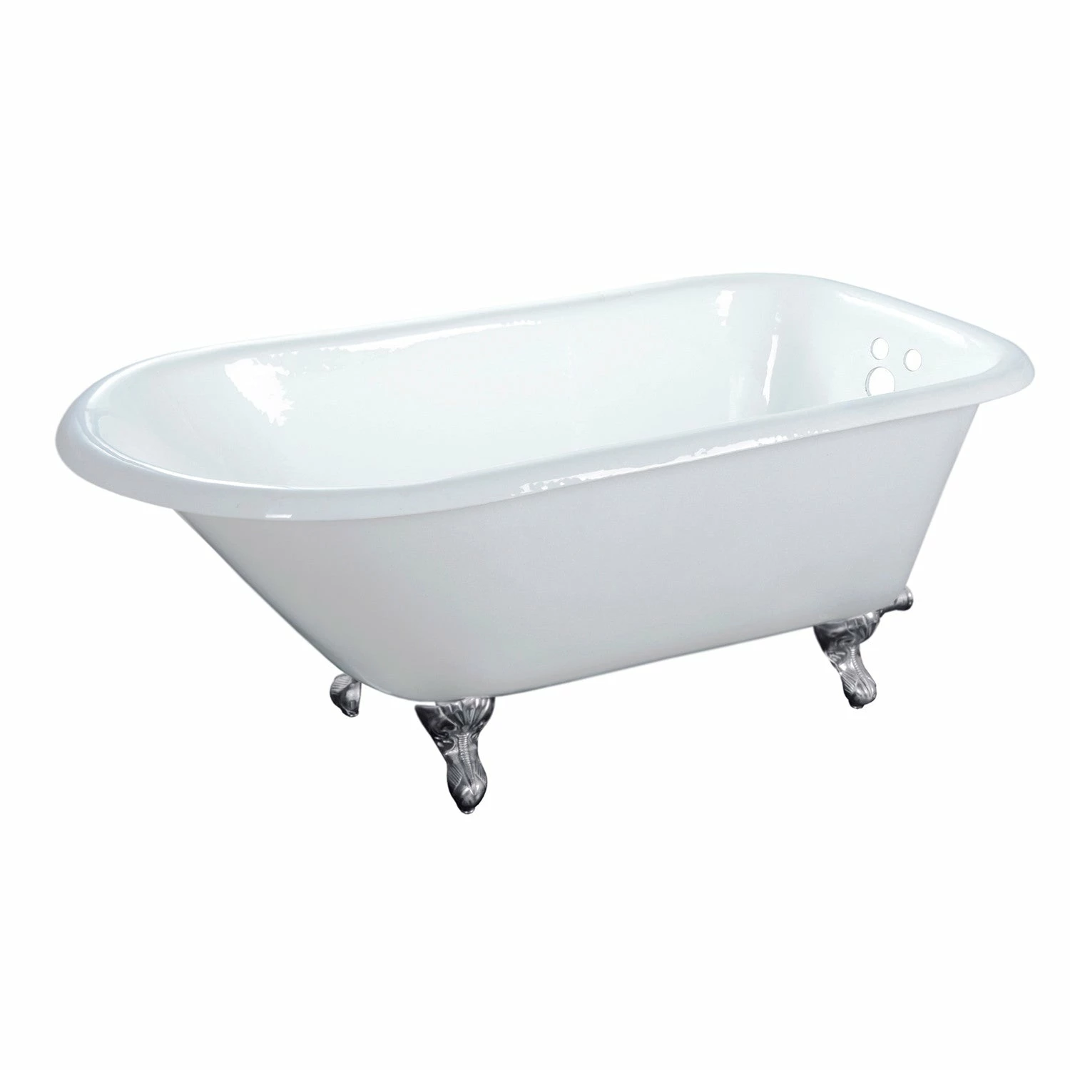 Aqua Eden VCT3D663019NT1 66-Inch Cast Iron Roll Top Clawfoot Tub With 3-3/8 Inch Wall Drillings, White/Polished Chrome - Image 9