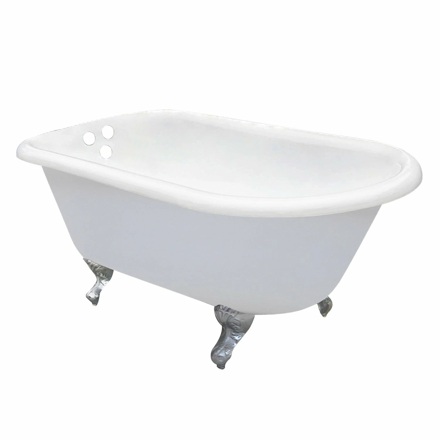 Aqua Eden VCT3D663019NT1 66-Inch Cast Iron Roll Top Clawfoot Tub With 3-3/8 Inch Wall Drillings, White/Polished Chrome - Image 8