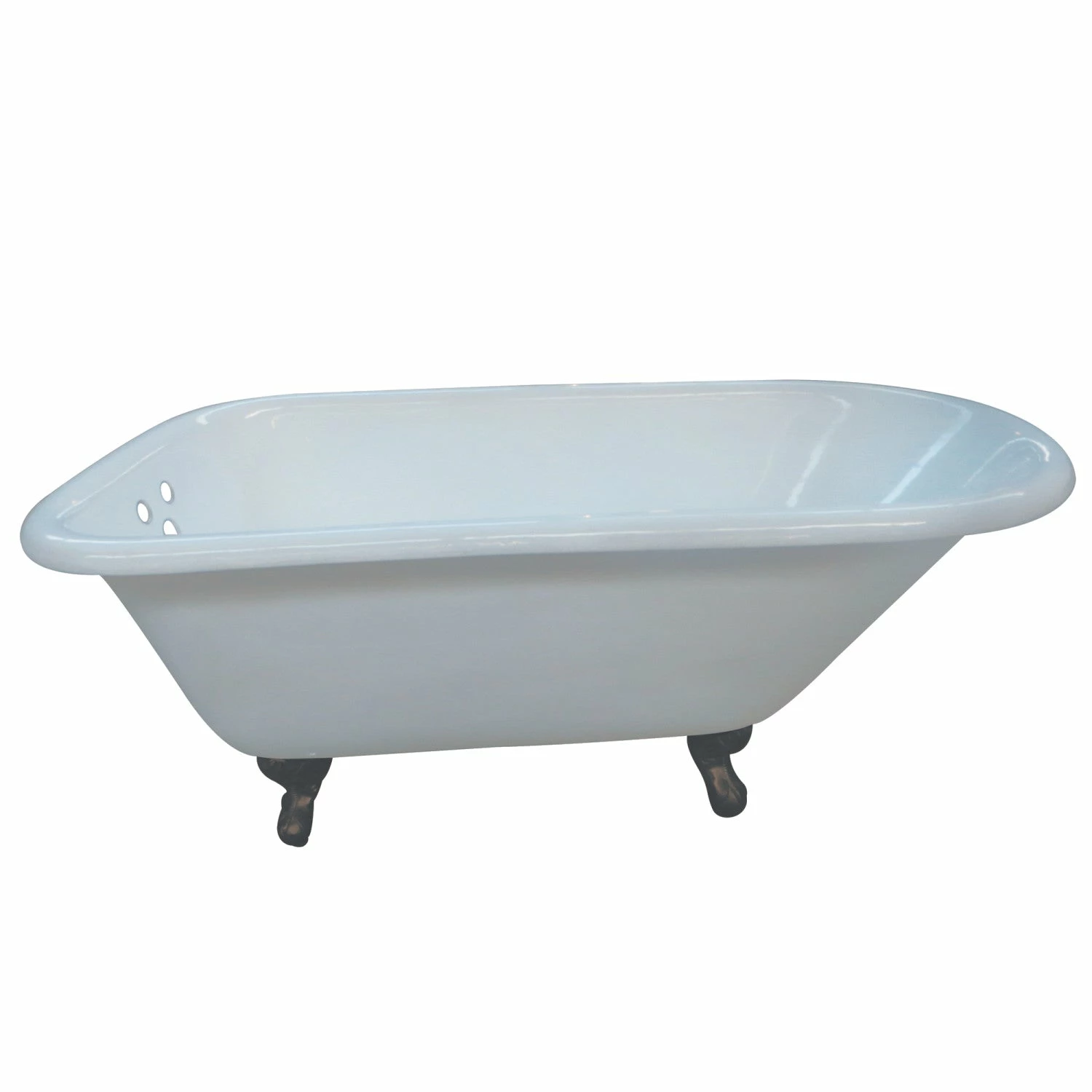 Aqua Eden VCT3D663019NT5 66-Inch Cast Iron Roll Top Clawfoot Tub With 3-3/8 Inch Wall Drillings, White/Oil Rubbed Bronze - Image 5
