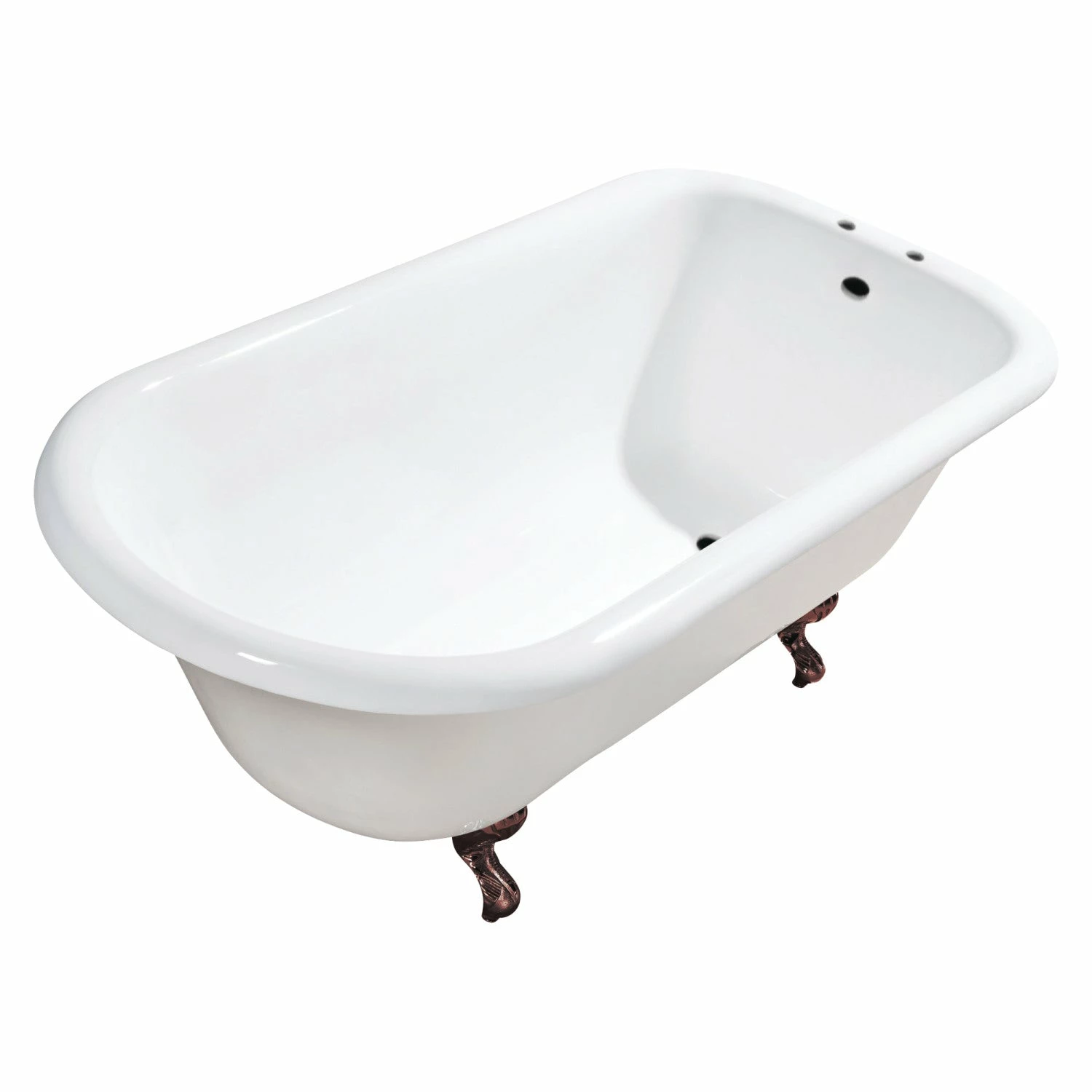 Aqua Eden VCT7D483117W5 48-Inch Cast Iron Roll Top Clawfoot Tub With 7-Inch Faucet Drillings, White/Oil Rubbed Bronze