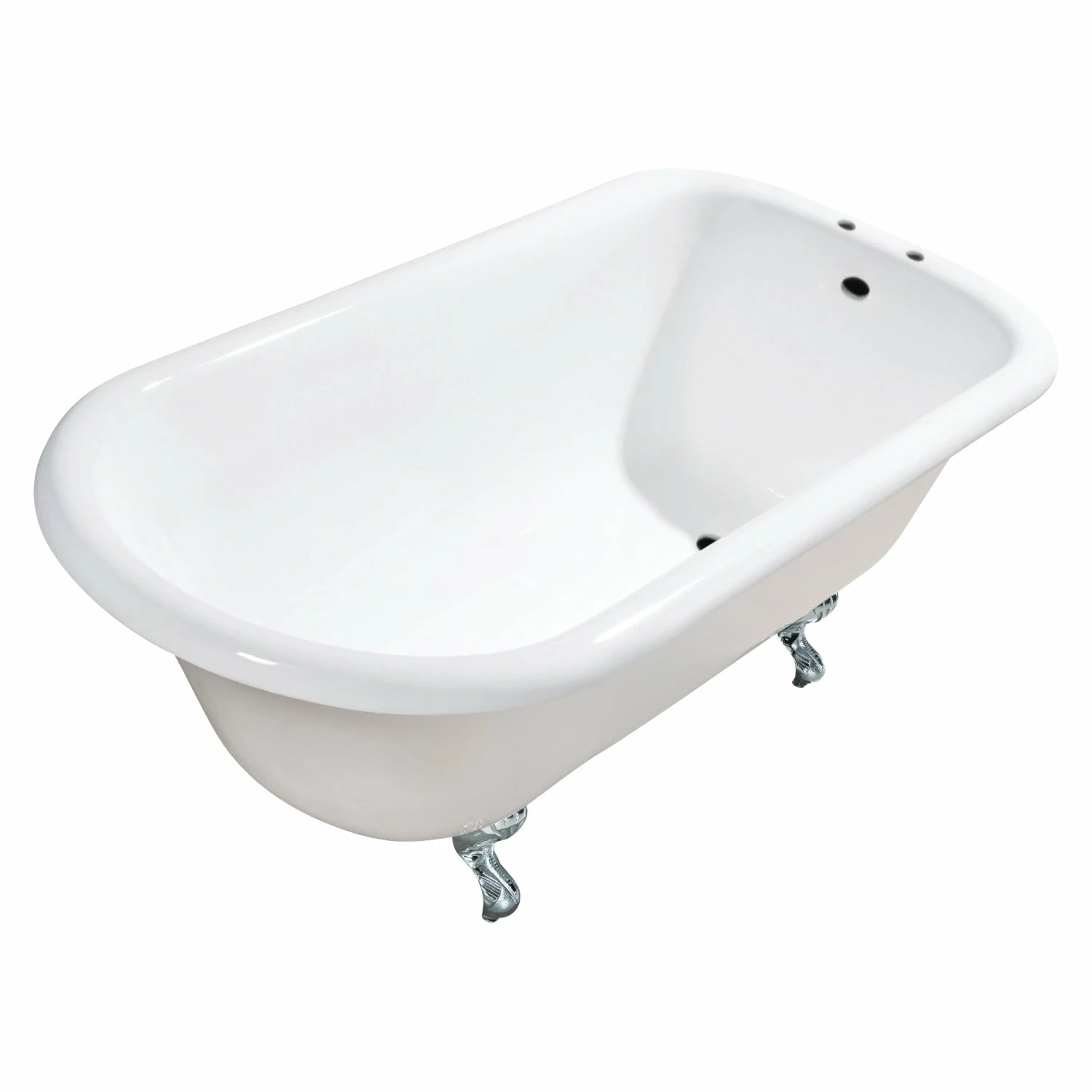 Aqua Eden VCT7D483117W6 48-Inch Cast Iron Roll Top Clawfoot Tub With 7-Inch Faucet Drillings, White/Polished Nickel