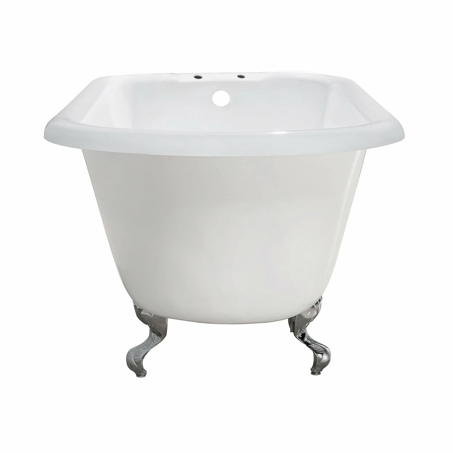Aqua Eden VCT7D543019W1 54-Inch Cast Iron Roll Top Clawfoot Tub With 7-Inch Faucet Drillings, White/Polished Chrome - Image 2