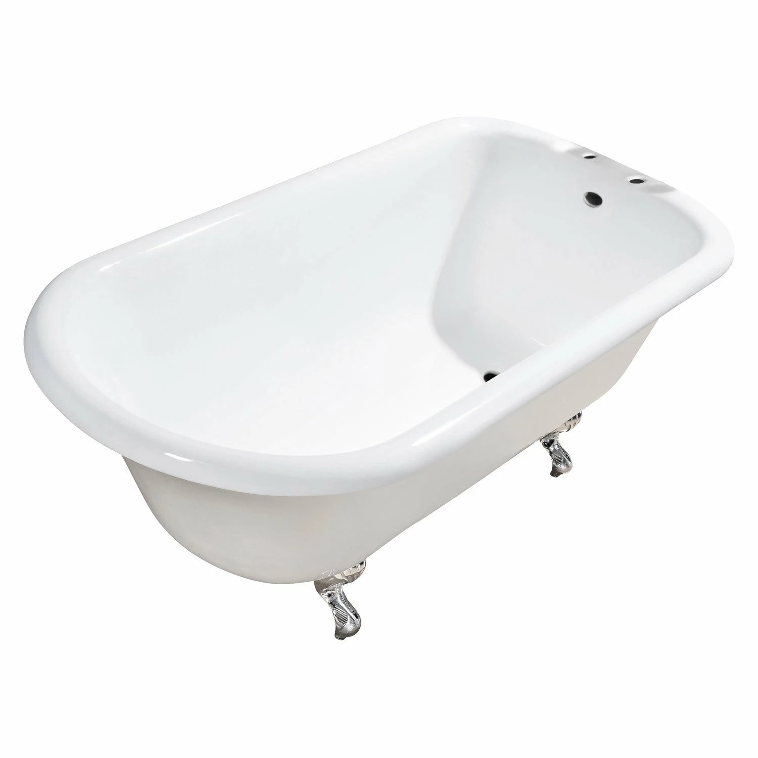 Aqua Eden VCT7D543019W1 54-Inch Cast Iron Roll Top Clawfoot Tub With 7-Inch Faucet Drillings, White/Polished Chrome - Image 5