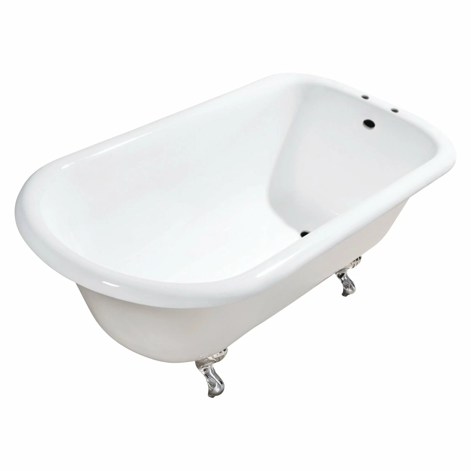 Aqua Eden VCT7D543019W6 54-Inch Cast Iron Roll Top Clawfoot Tub With 7-Inch Faucet Drillings, White/Polished Nickel