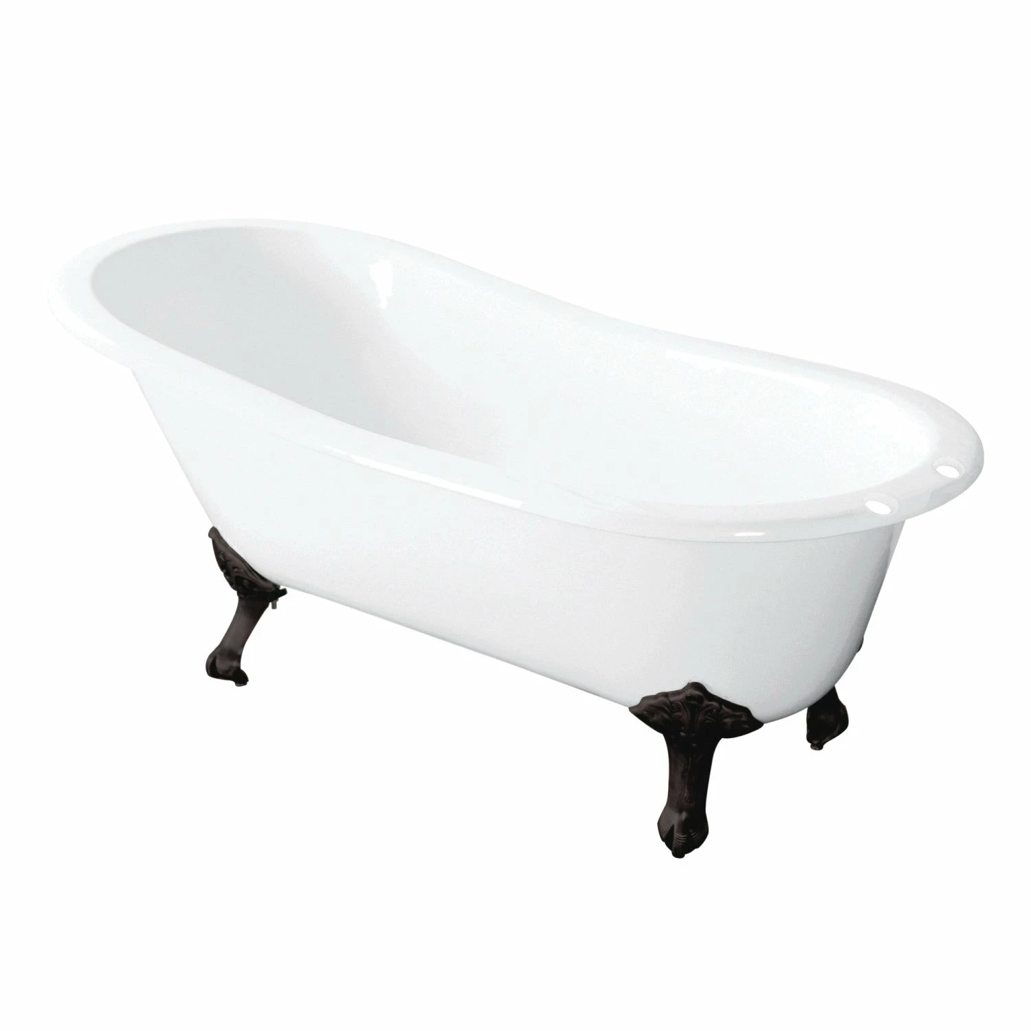 Tazatina VCT7D5431B0 54-Inch Cast Iron Single Slipper Clawfoot Tub With 7-Inch Faucet Drillings, White/Matte Black - Image 2