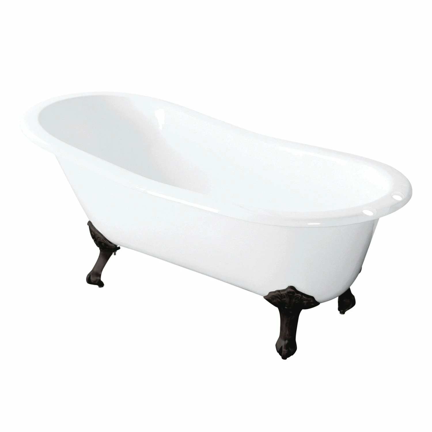 Tazatina VCT7D5731B0 57-Inch Cast Iron Single Slipper Clawfoot Tub With 7-Inch Faucet Drillings, White/Matte Black - Image 2
