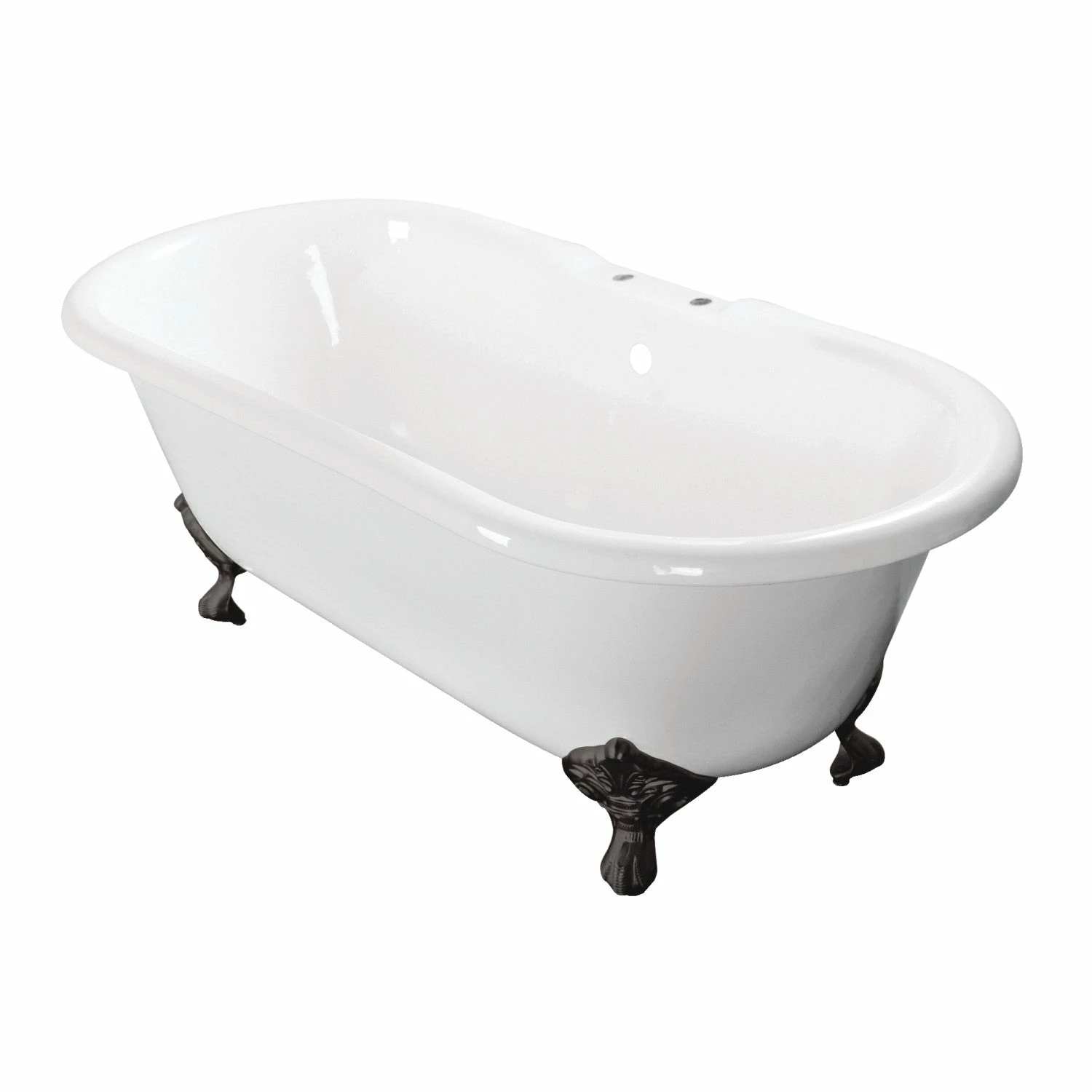 Aqua Eden VCT7D603017NB0 60-Inch Cast Iron Double Ended Clawfoot Tub With 7-Inch Faucet Drillings, White/Matte Black - Image 2
