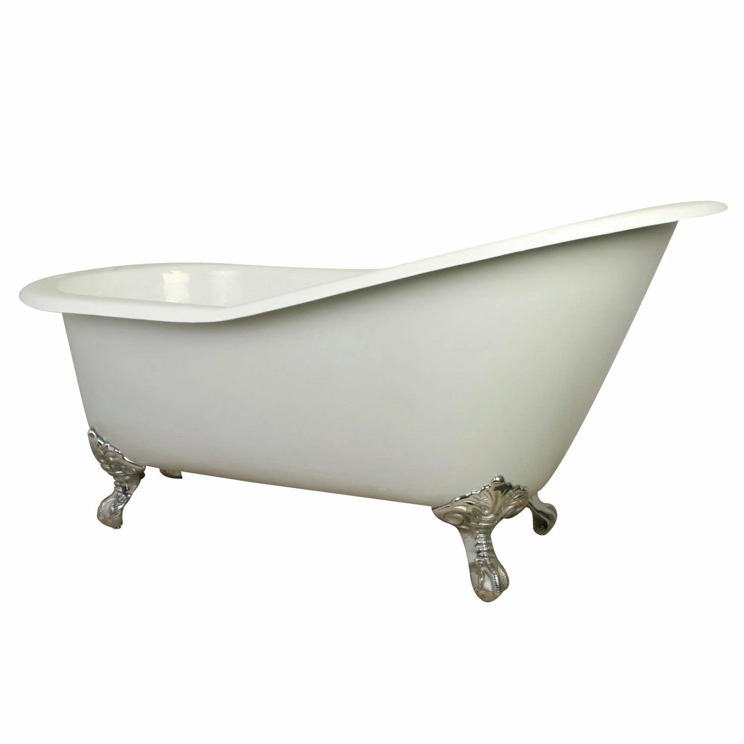 Aqua Eden VCT7D653129B1 61-Inch Cast Iron Single Slipper Clawfoot Tub With 7-Inch Faucet Drillings, White/Polished Chrome - Image 2