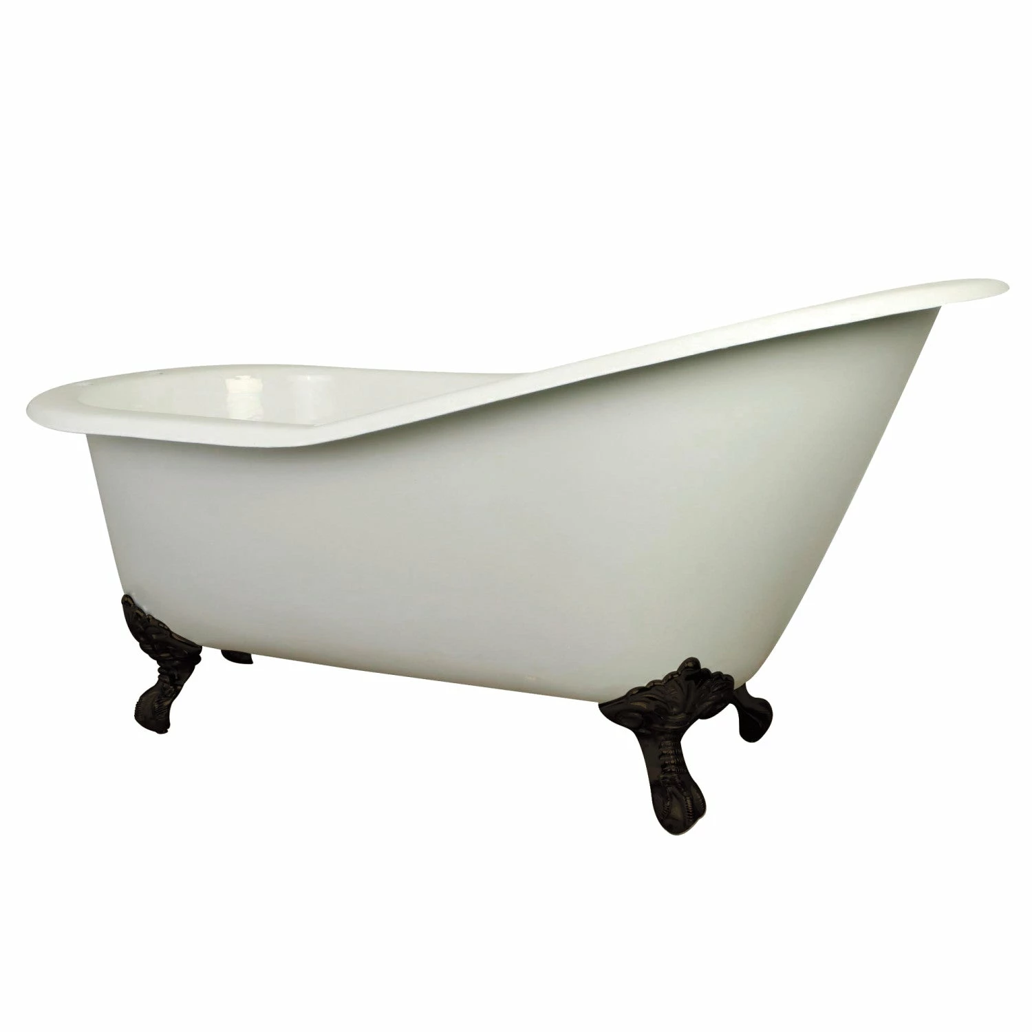 Aqua Eden VCT7D653129B5 61-Inch Cast Iron Single Slipper Clawfoot Tub With 7-Inch Faucet Drillings, White/Oil Rubbed Bronze - Image 2