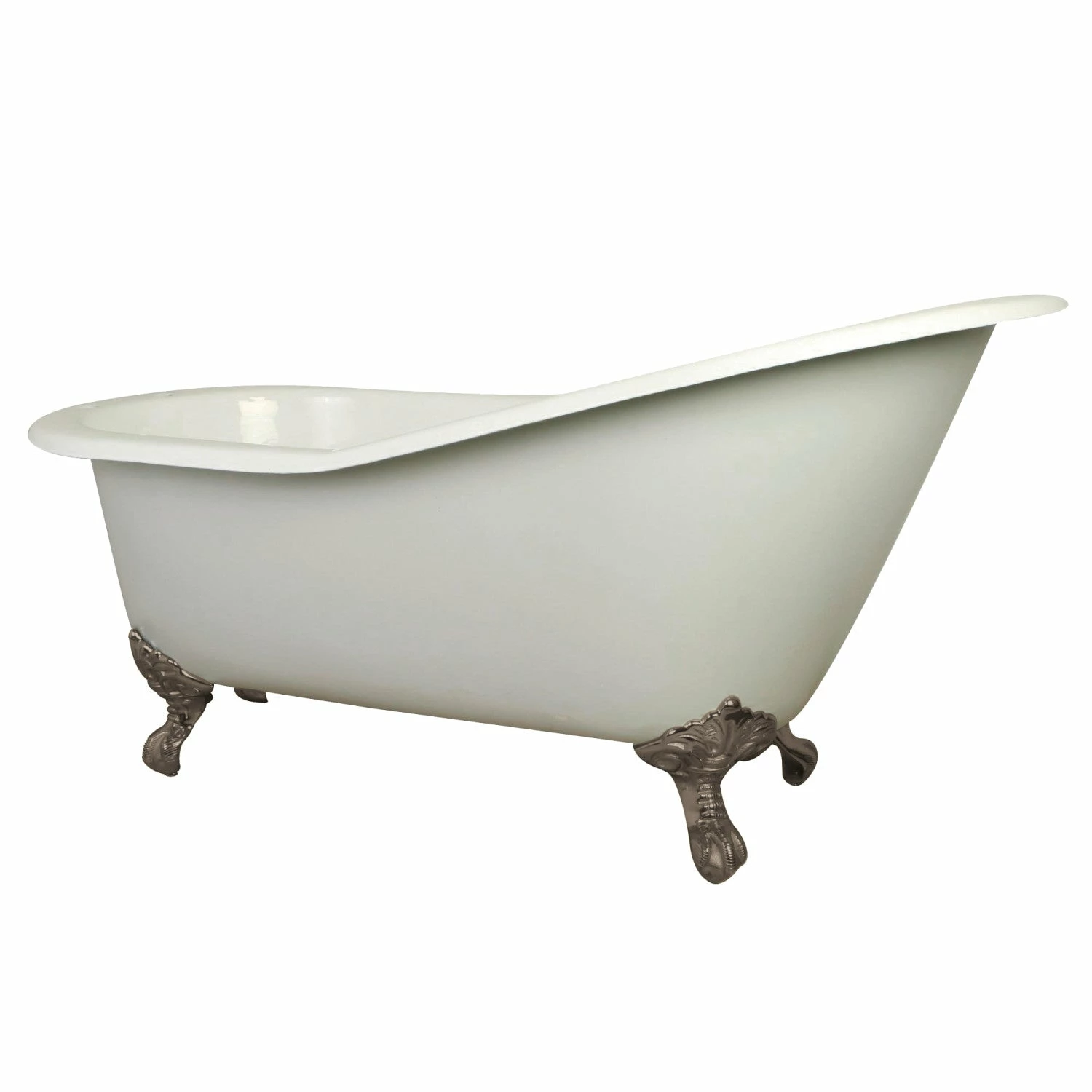 Aqua Eden VCT7D653129B8 61-Inch Cast Iron Single Slipper Clawfoot Tub With 7-Inch Faucet Drillings, White/Brushed Nickel - Image 2