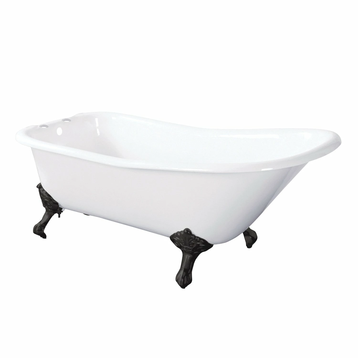 Aqua Eden VCT7D6630NF0 67-Inch Cast Iron Single Slipper Clawfoot Tub With 7-Inch Faucet Drillings, White/Matte Black - Image 2