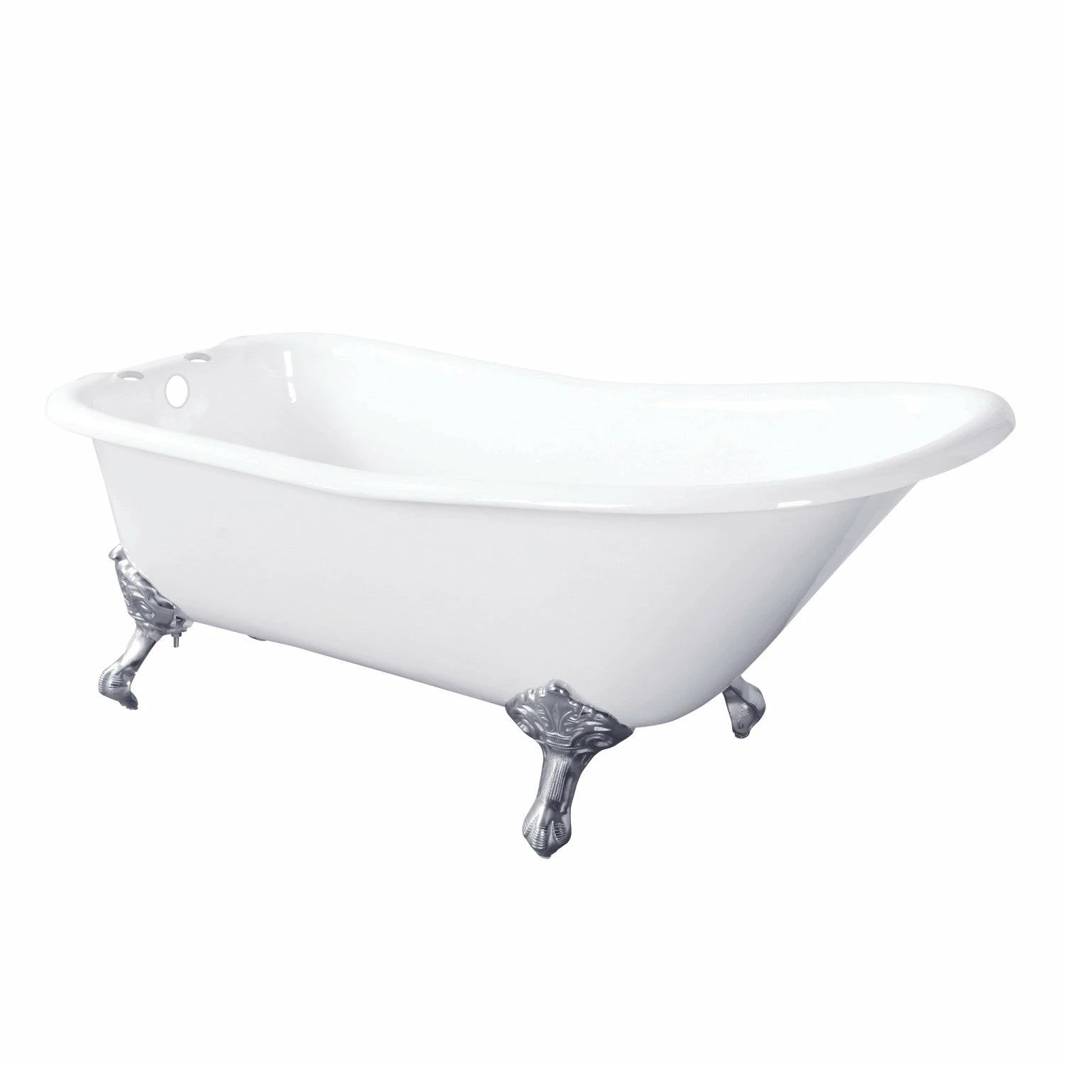 Aqua Eden VCT7D6630NF1 67-Inch Cast Iron Single Slipper Clawfoot Tub With 7-Inch Faucet Drillings, White/Polished Chrome - Image 2