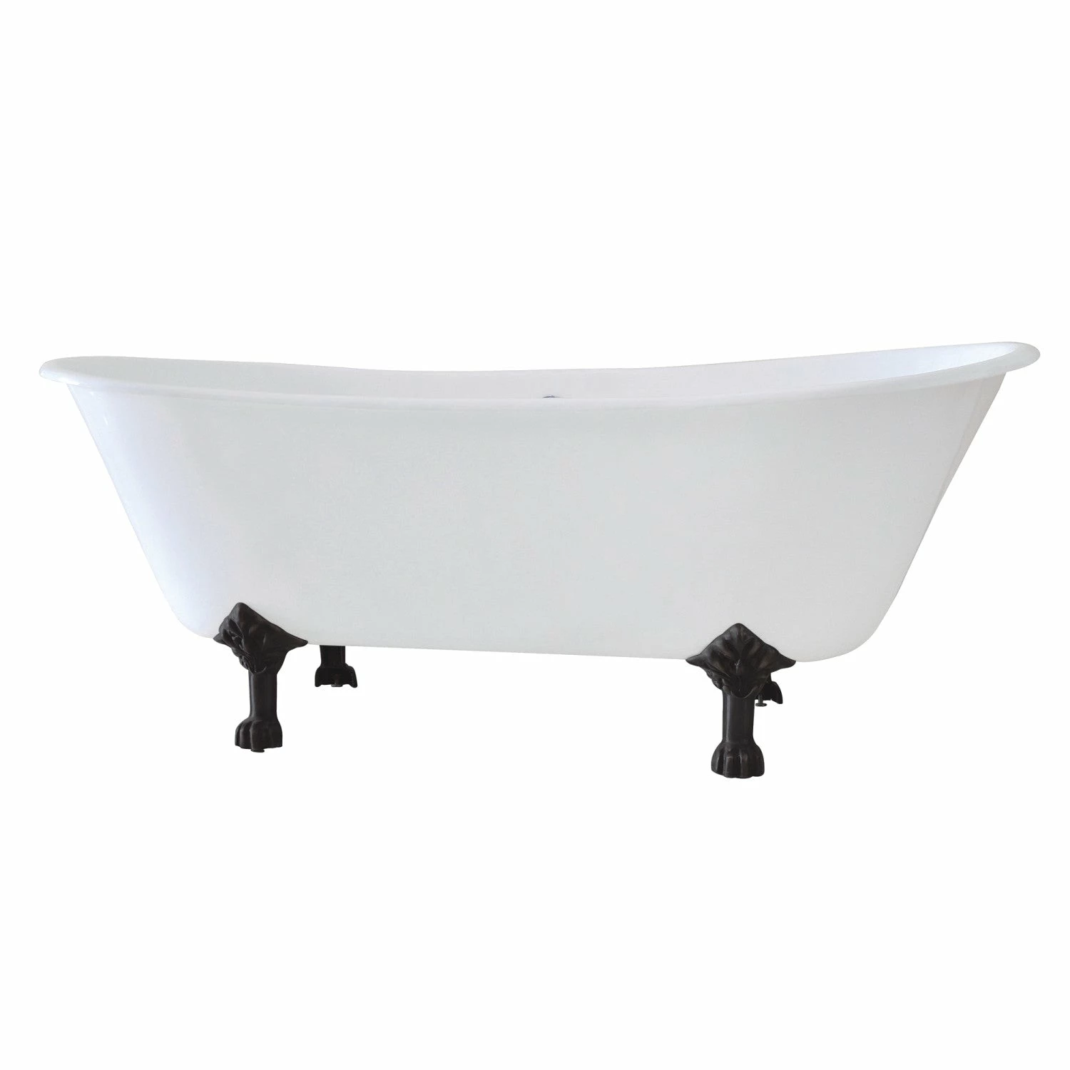 Aqua Eden VCT7D6728NH0 67-Inch Cast Iron Double Slipper Clawfoot Tub With 7-Inch Faucet Drillings, White/Matte Black - Image 2