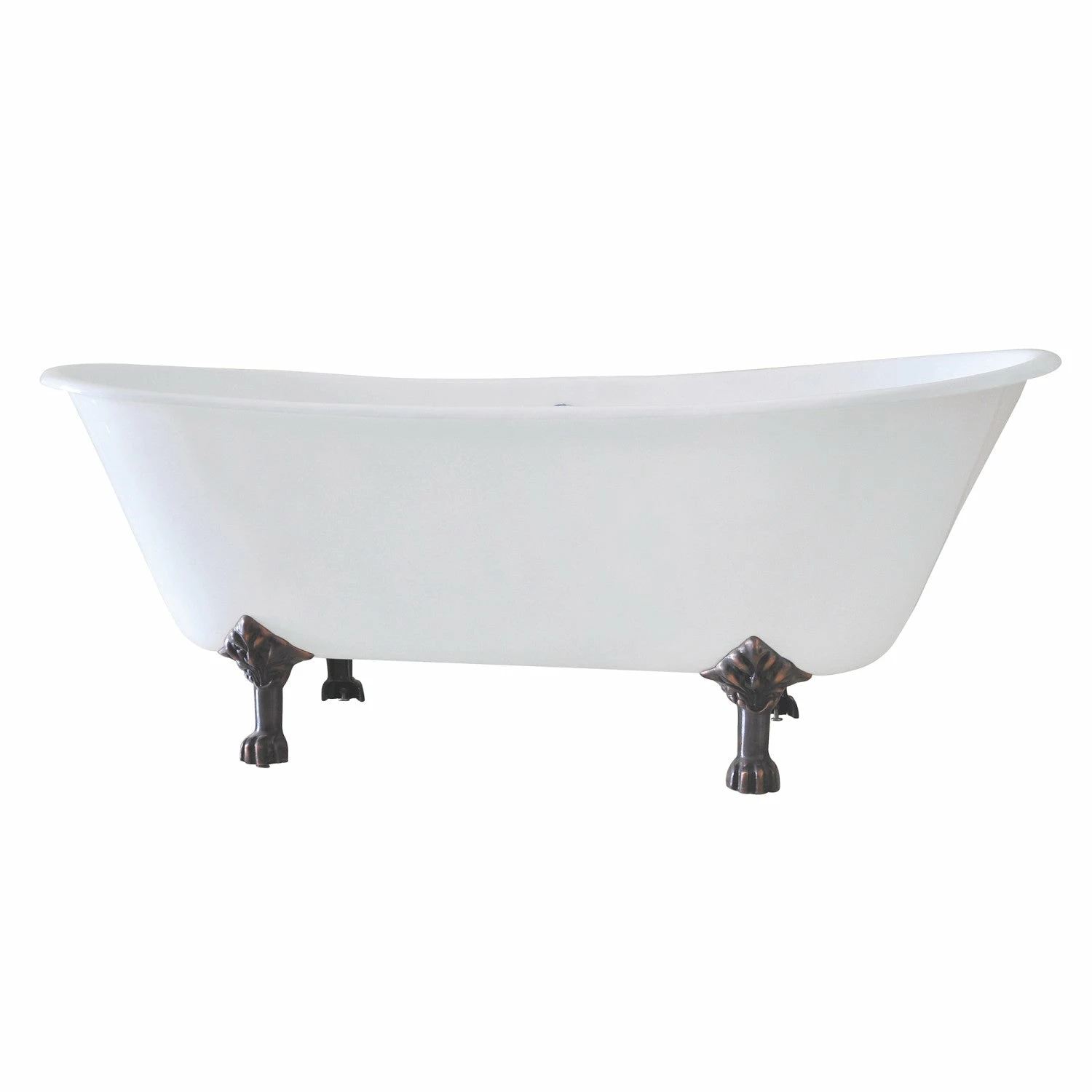 Aqua Eden VCT7D6728NH5 67-Inch Cast Iron Double Slipper Clawfoot Tub With 7-Inch Faucet Drillings, White/Oil Rubbed Bronze - Image 3