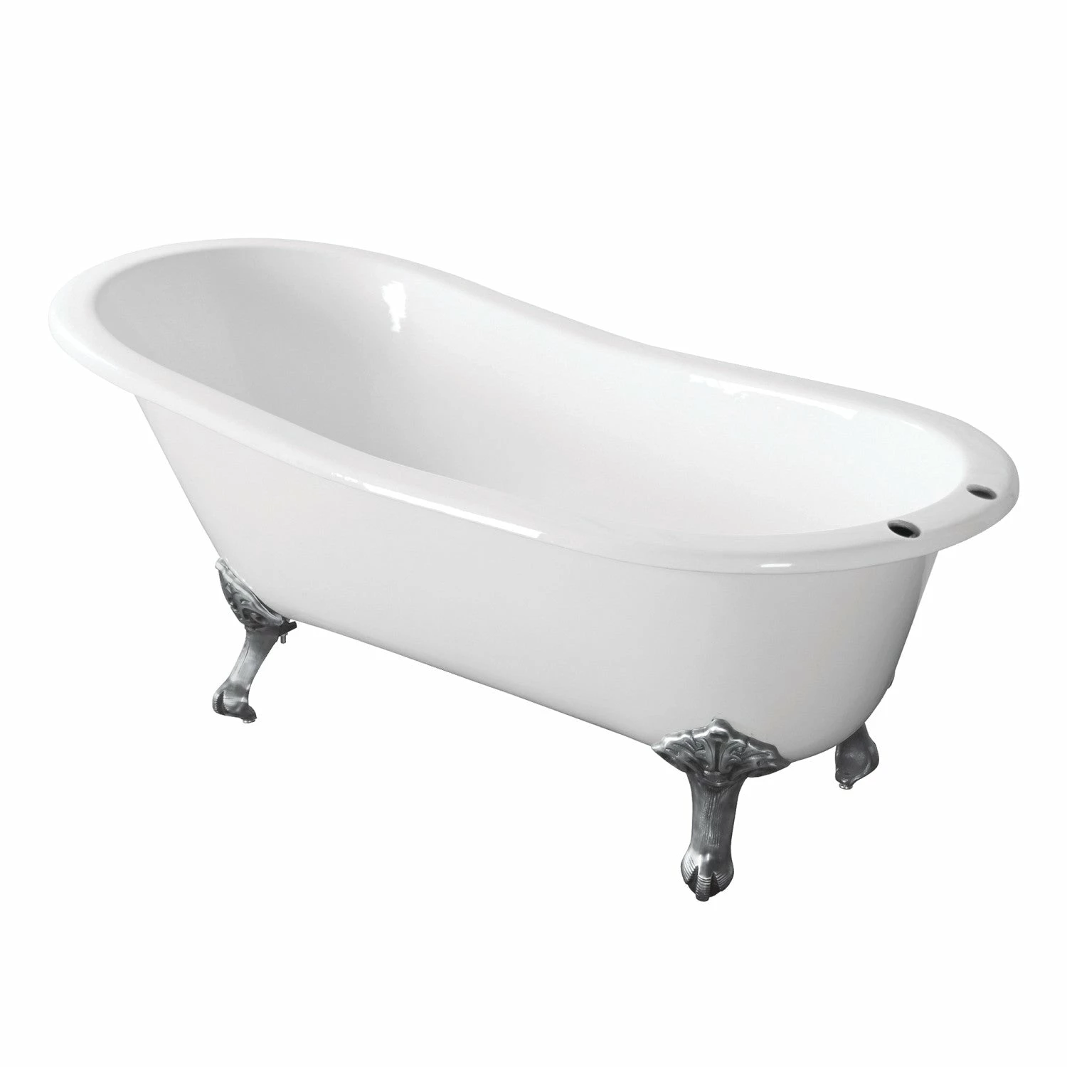 Aqua Eden VCT7D673122ZB1 67-Inch Cast Iron Single Slipper Clawfoot Tub With 7-Inch Faucet Drillings, White/Polished Chrome - Image 2