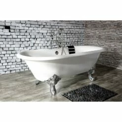 Aqua Eden VCT7DE7232NL1 72-Inch Cast Iron Double Ended Clawfoot Tub With 7-Inch Faucet Drillings, White/Polished Chrome