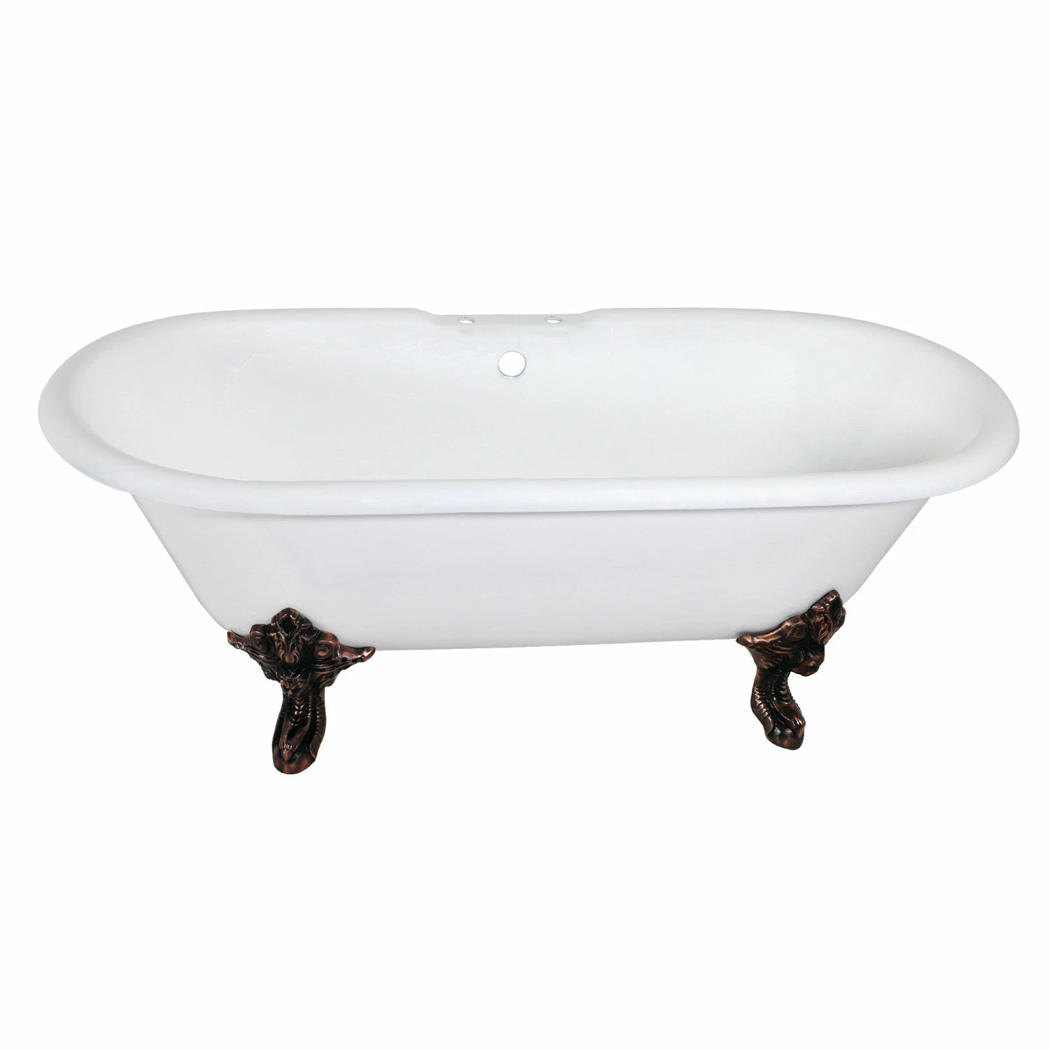 Aqua Eden VCT7DE7232NL5 72-Inch Cast Iron Double Ended Clawfoot Tub With 7-Inch Faucet Drillings, White/Oil Rubbed Bronze - Image 6