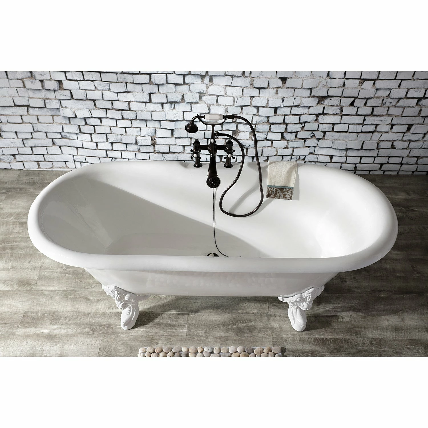 Aqua Eden VCT7DE7232NLW 72-Inch Cast Iron Double Ended Clawfoot Tub With 7-Inch Faucet Drillings, White - Image 3