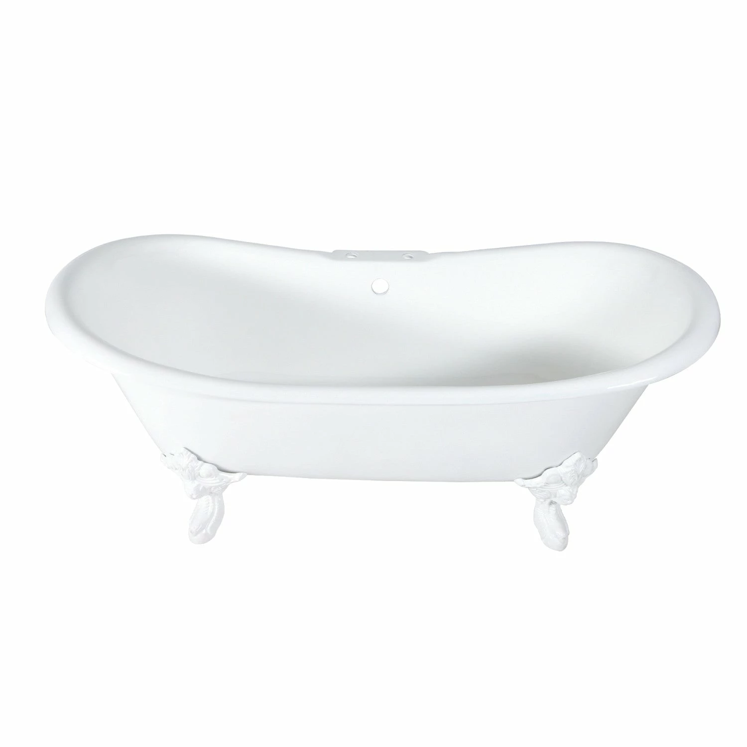 Aqua Eden VCT7DS7231NLW 72-Inch Cast Iron Double Slipper Clawfoot Tub With 7-Inch Faucet Drillings, White - Image 4