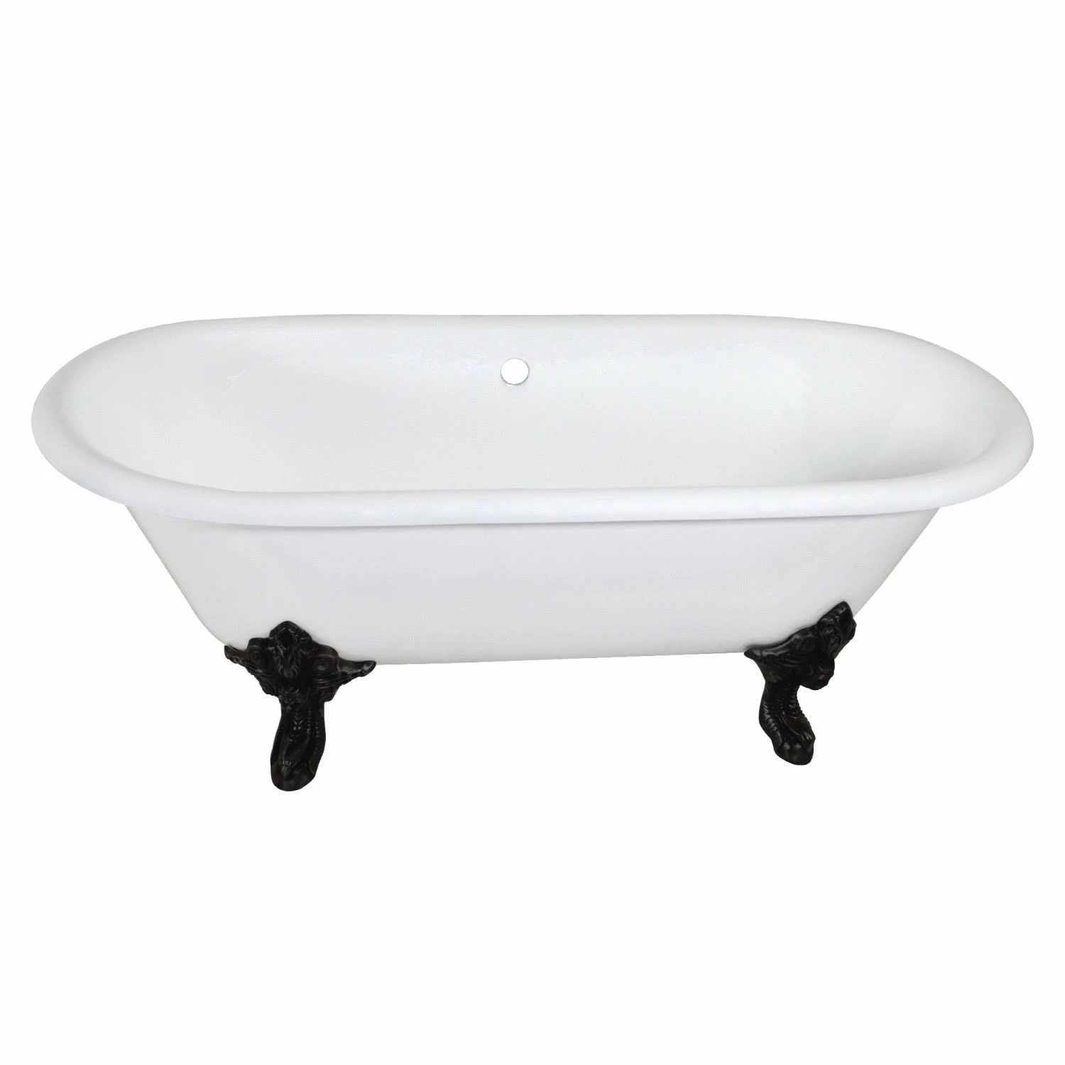 Aqua Eden VCTDE7232NL0 72-Inch Cast Iron Double Ended Clawfoot Tub (No Faucet Drillings), White/Matte Black - Image 2