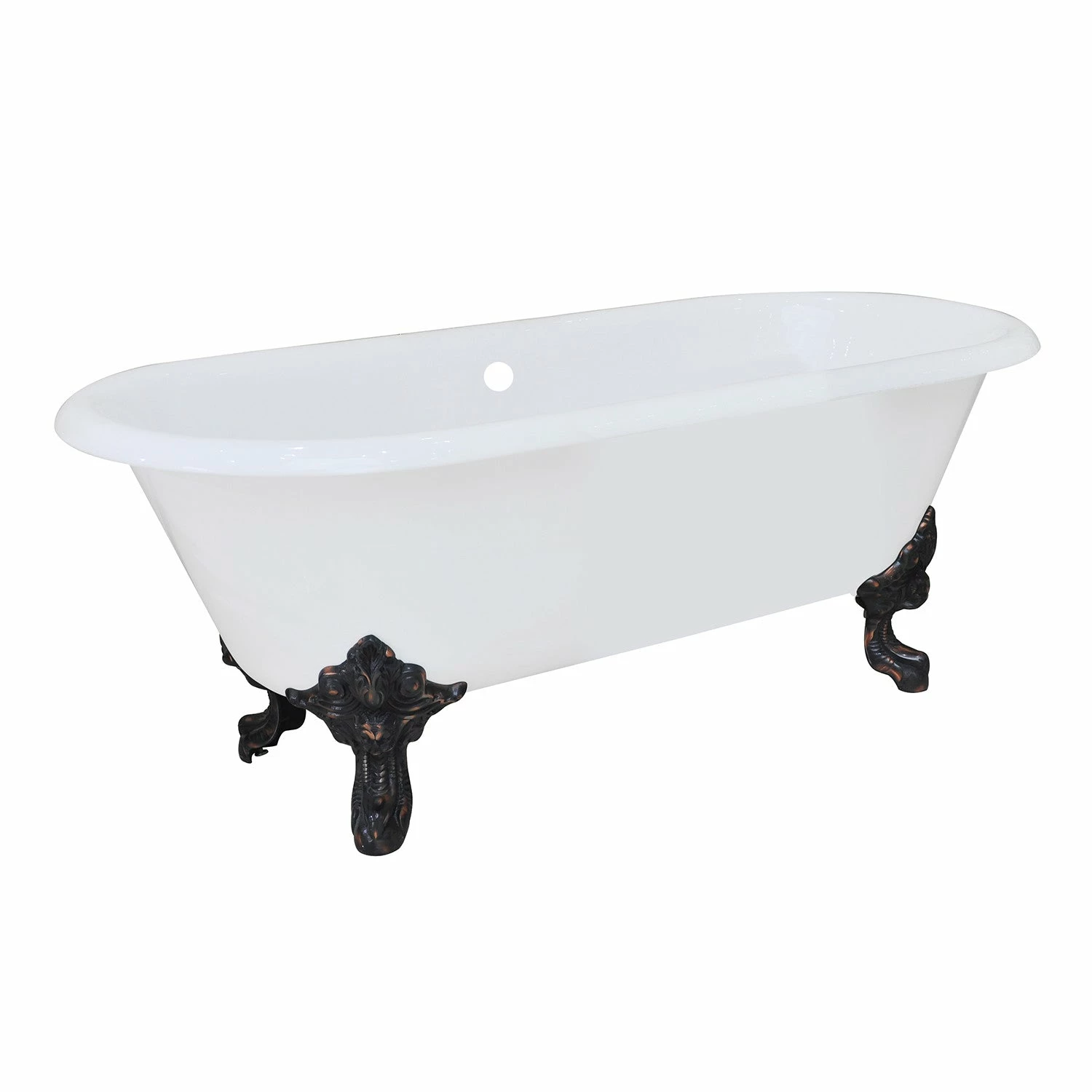 Aqua Eden VCTDE7232NL5 72-Inch Cast Iron Double Ended Clawfoot Tub (No Faucet Drillings), White/Oil Rubbed Bronze - Image 7