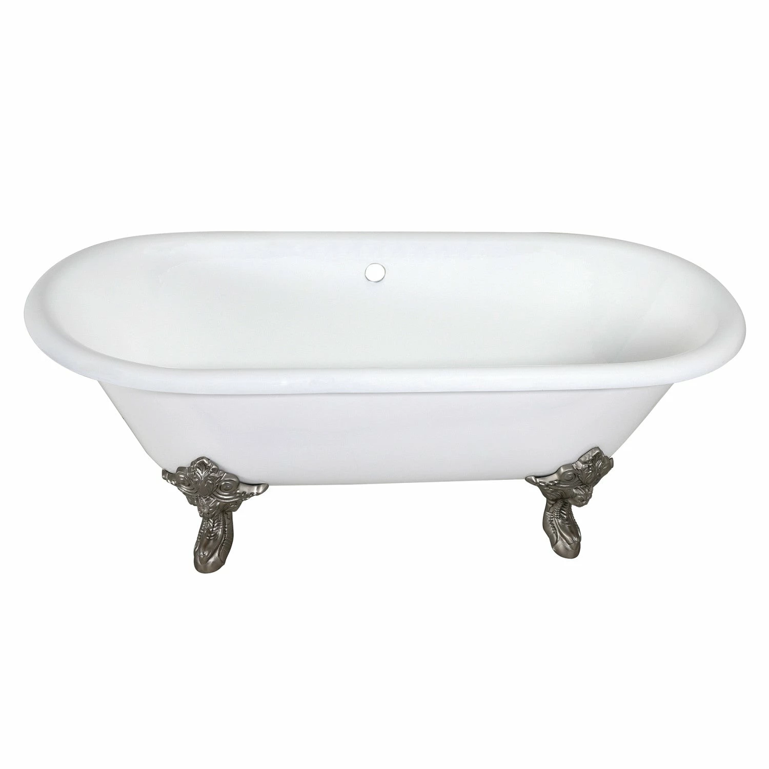 Aqua Eden VCTDE7232NL8 72-Inch Cast Iron Double Ended Clawfoot Tub (No Faucet Drillings), White/Brushed Nickel - Image 5