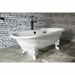 Aqua Eden VCTDE7232NLW 72-Inch Cast Iron Double Ended Clawfoot Tub (No Faucet Drillings), White
