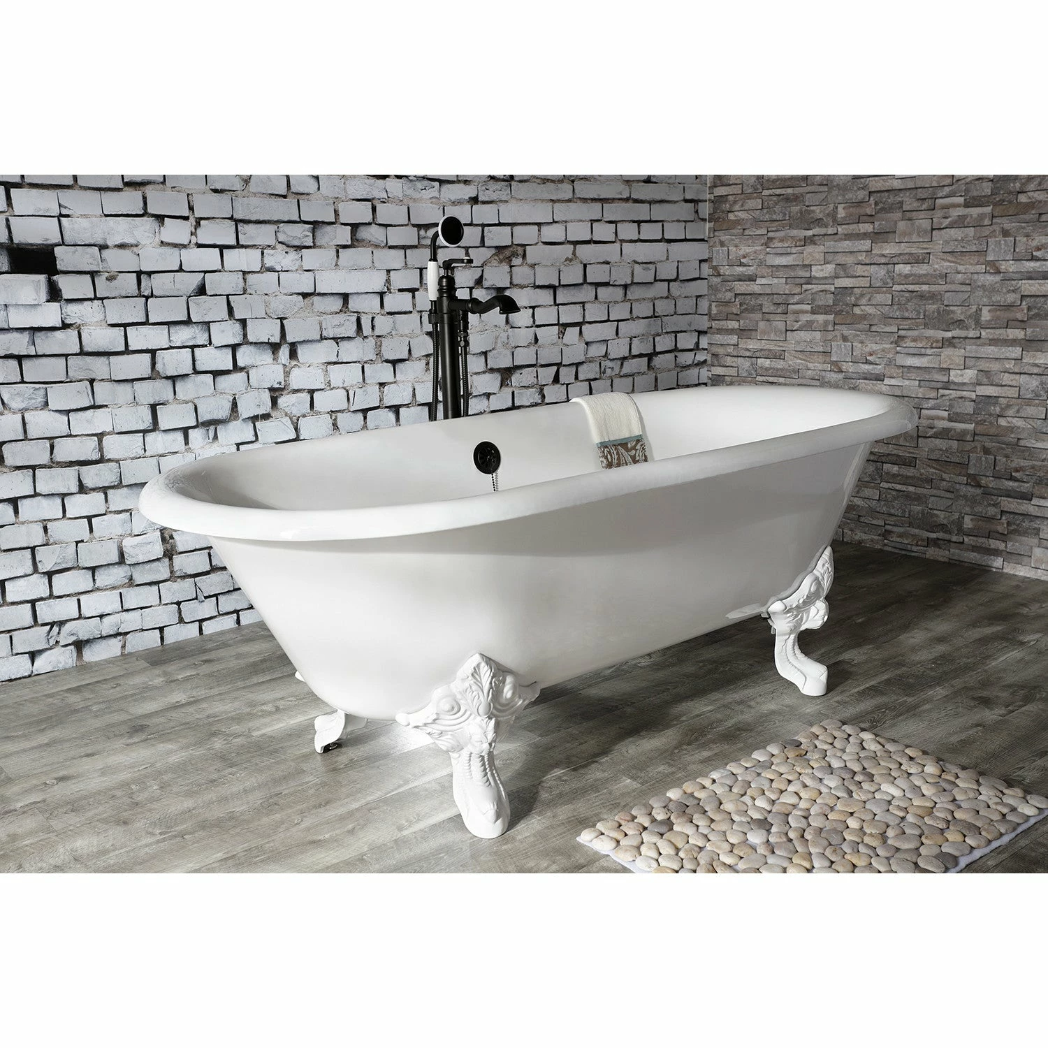 Aqua Eden VCTDE7232NLW 72-Inch Cast Iron Double Ended Clawfoot Tub (No Faucet Drillings), White