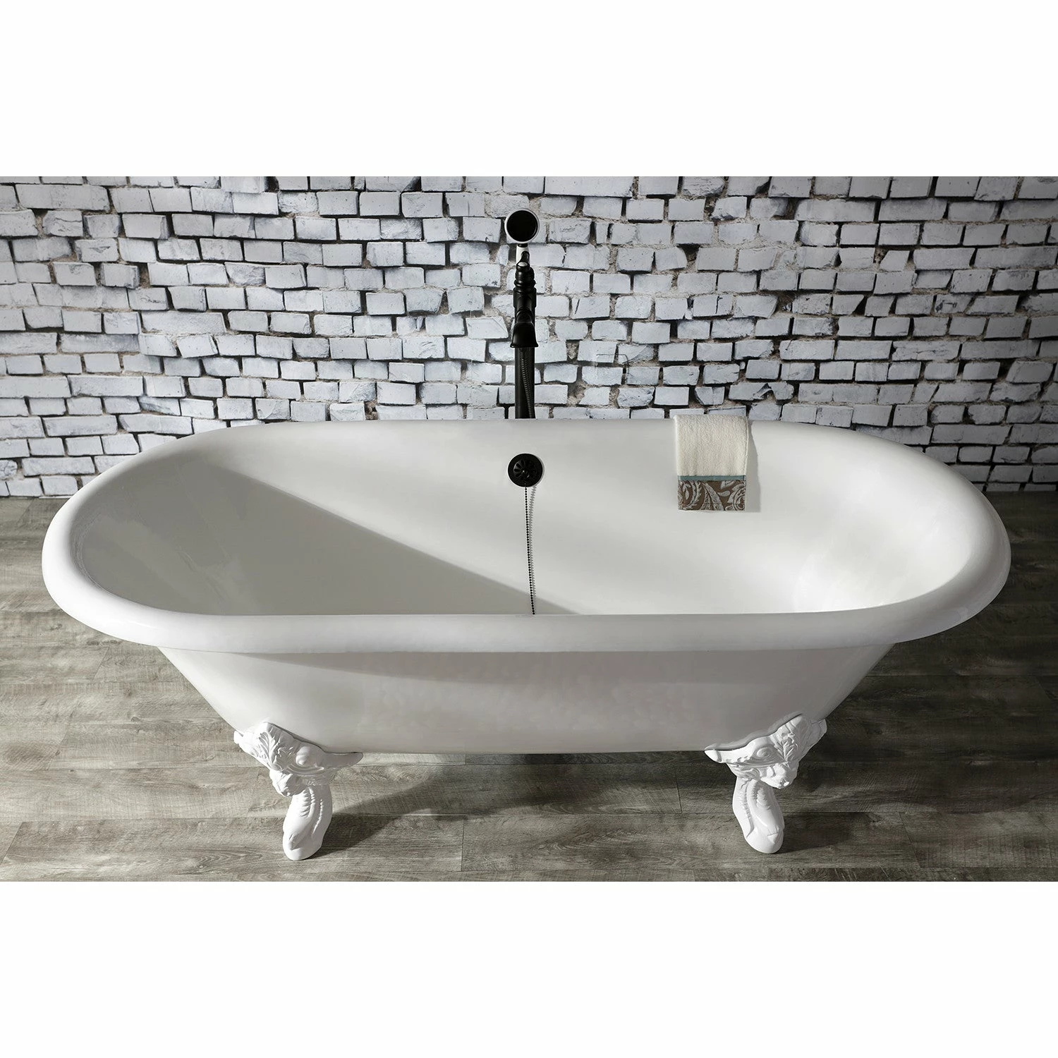 Aqua Eden VCTDE7232NLW 72-Inch Cast Iron Double Ended Clawfoot Tub (No Faucet Drillings), White - Image 3
