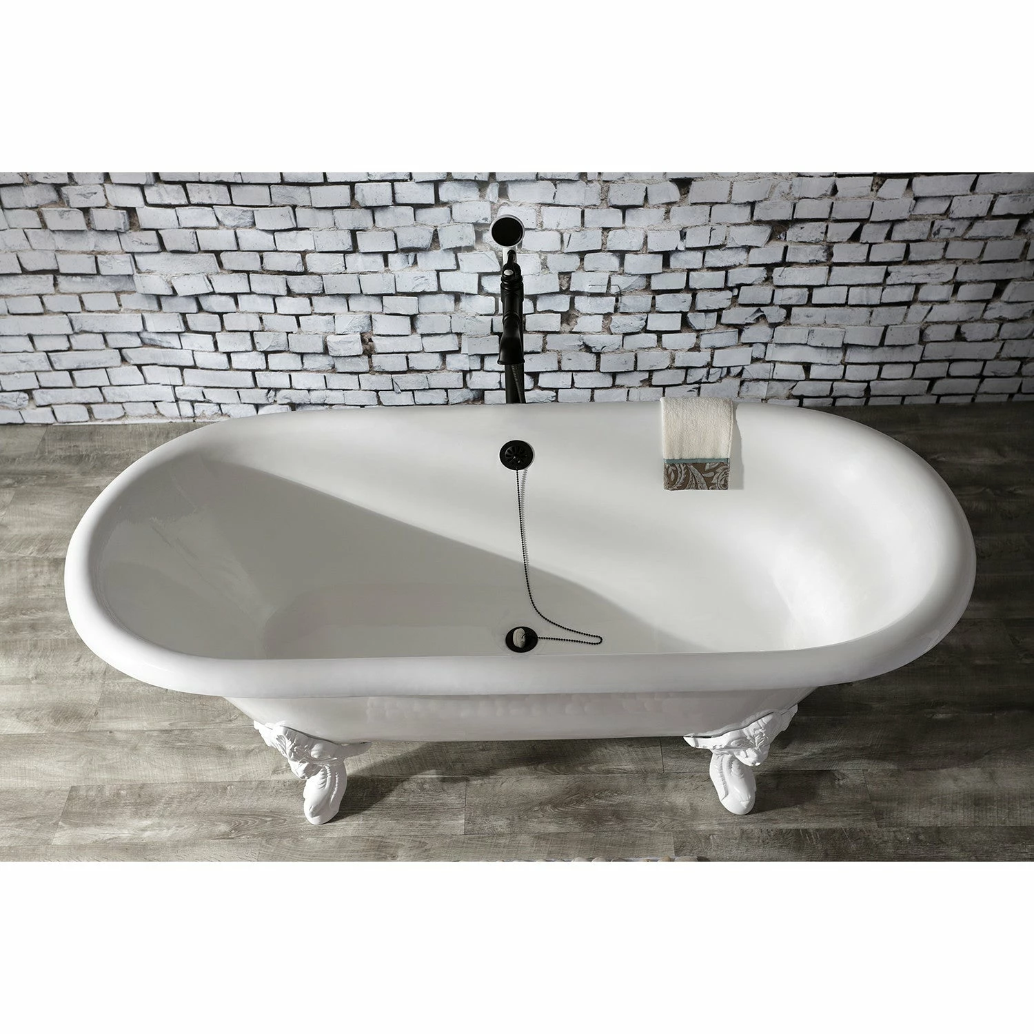 Aqua Eden VCTDE7232NLW 72-Inch Cast Iron Double Ended Clawfoot Tub (No Faucet Drillings), White - Image 4
