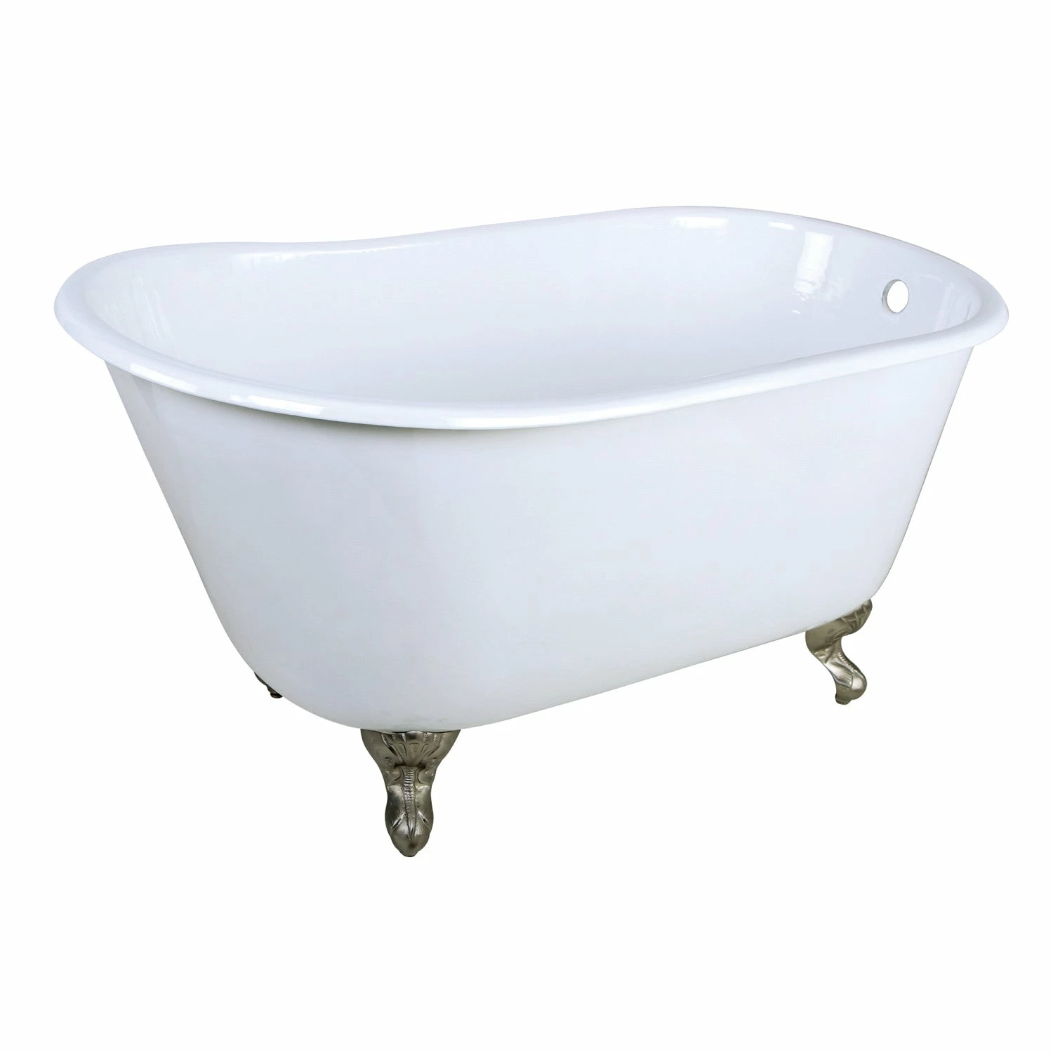 Onamia VCTND4828NT8 48-Inch Cast Iron Single Slipper Clawfoot Tub (No Faucet Drillings), White/Brushed Nickel - Image 2